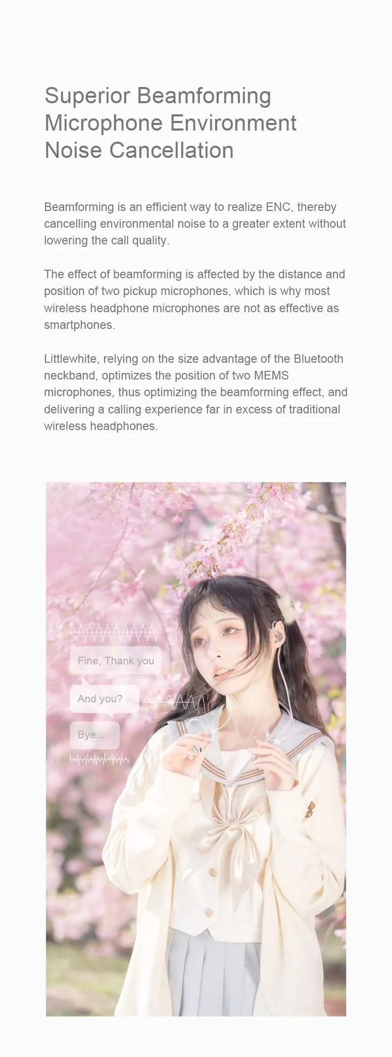 Fanmusic Moondrop Littlewhite Neckband Bluetooth Kabel Słuchawki Bluetooth 5.2 Type-C Zestaw słuchawkowy Wsparcie Aptx