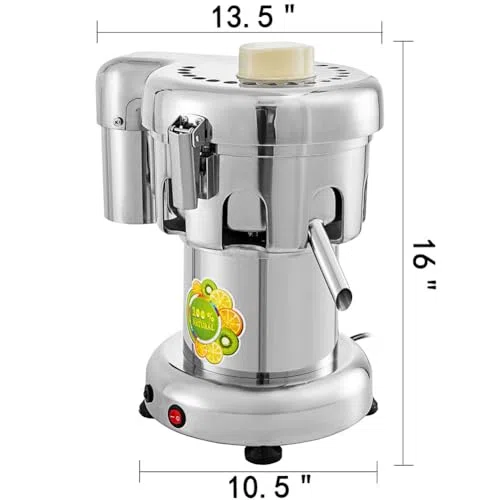 Presse-Agrumes Professionnelle, centrifugeuse à Pression à Froid 370 W, Robuste, en Acier Inoxydable, idéale pour Les Bars à jus, Restaurants et hôtels. Vitesse : 4 300 TR/Min.