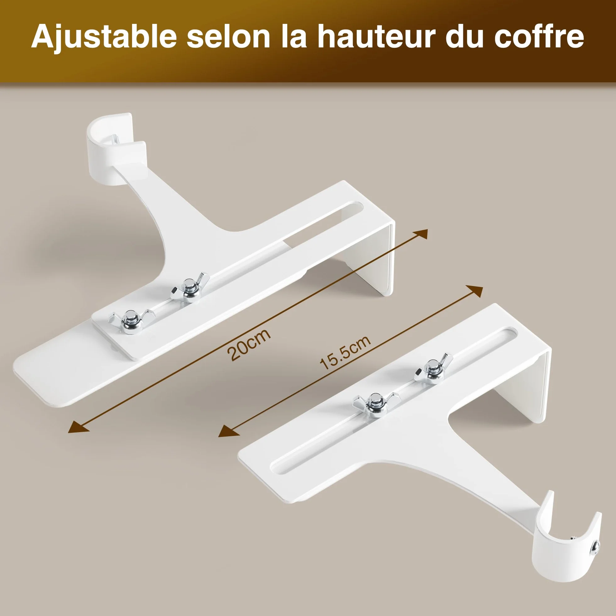 Supports de tringle à rideaux sans perçage Ø20-28 mm métallique blanc lot de 2