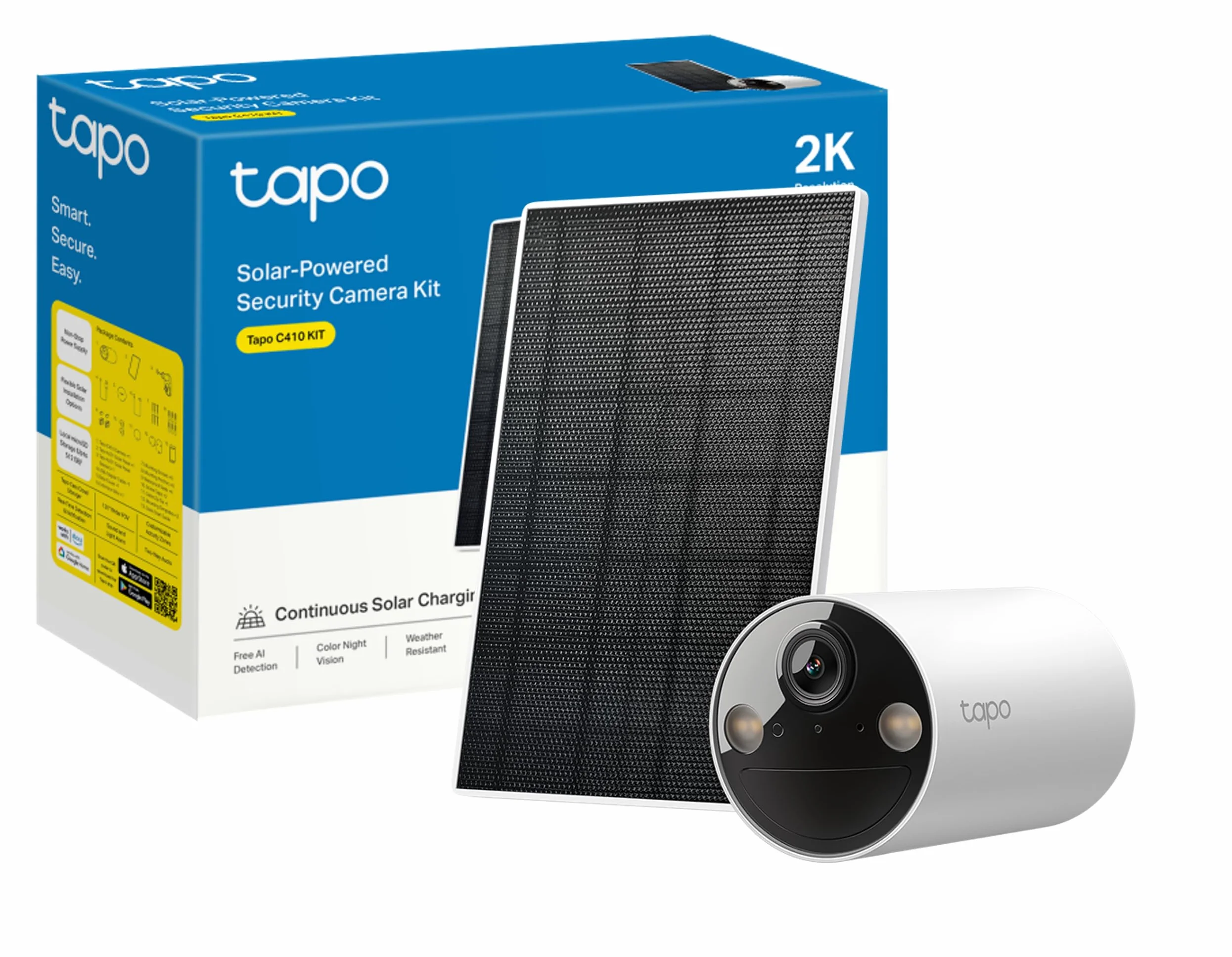 TP-Link Tapo C410 KIT | Zestaw kamery 2K QHD na baterie ze stacją Tapo H200 | Pełnokolorowy tryb nocny | AI detekcja | Dwukierunkowa komunikacja | Kompatybilność z Alexa i Google Home