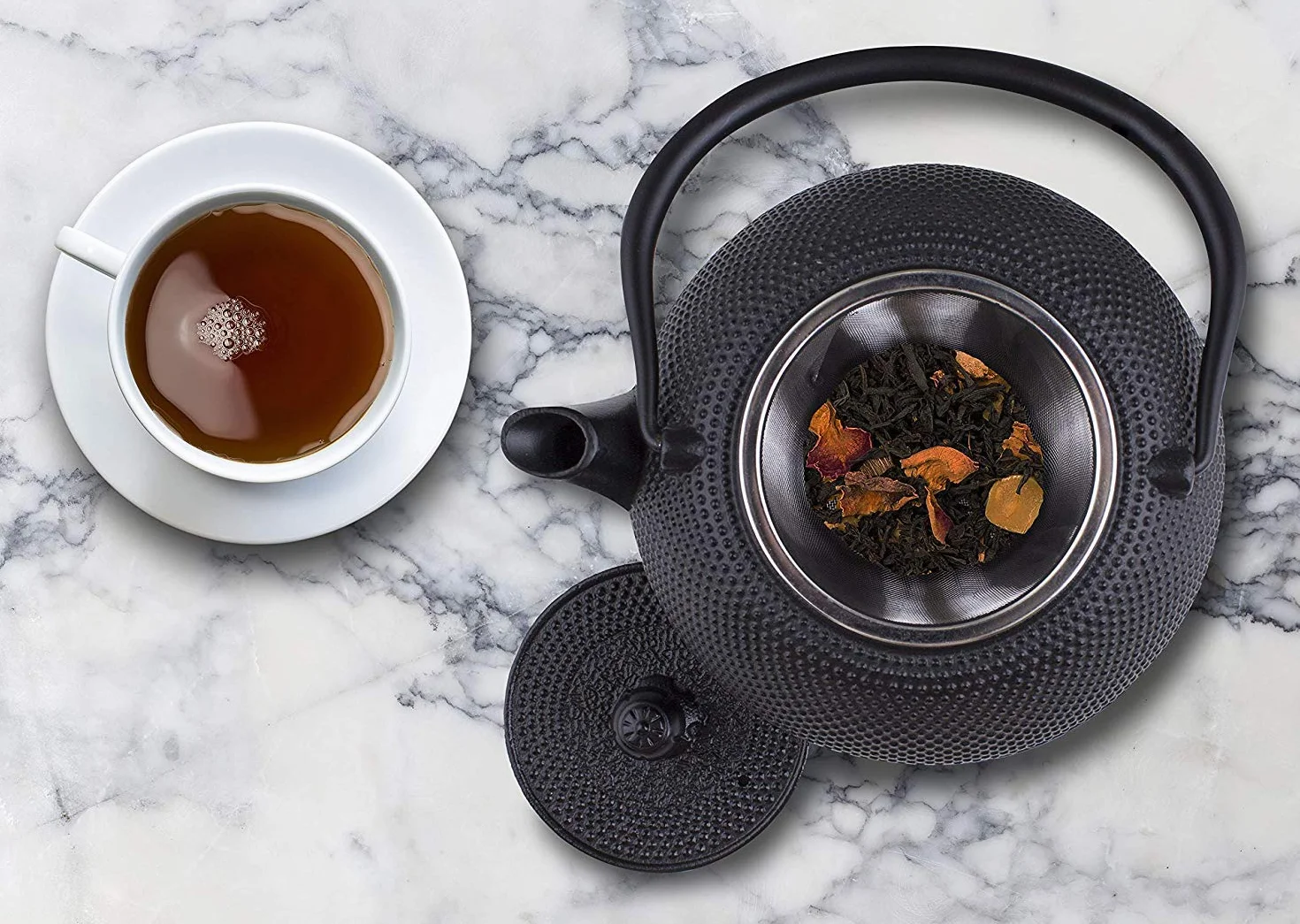 Théière en Fonte avec Infuser, 800ml Théière Induction pour Thé Noir, Bouilloire à Thé pour Les Amateurs de Thé, Noir