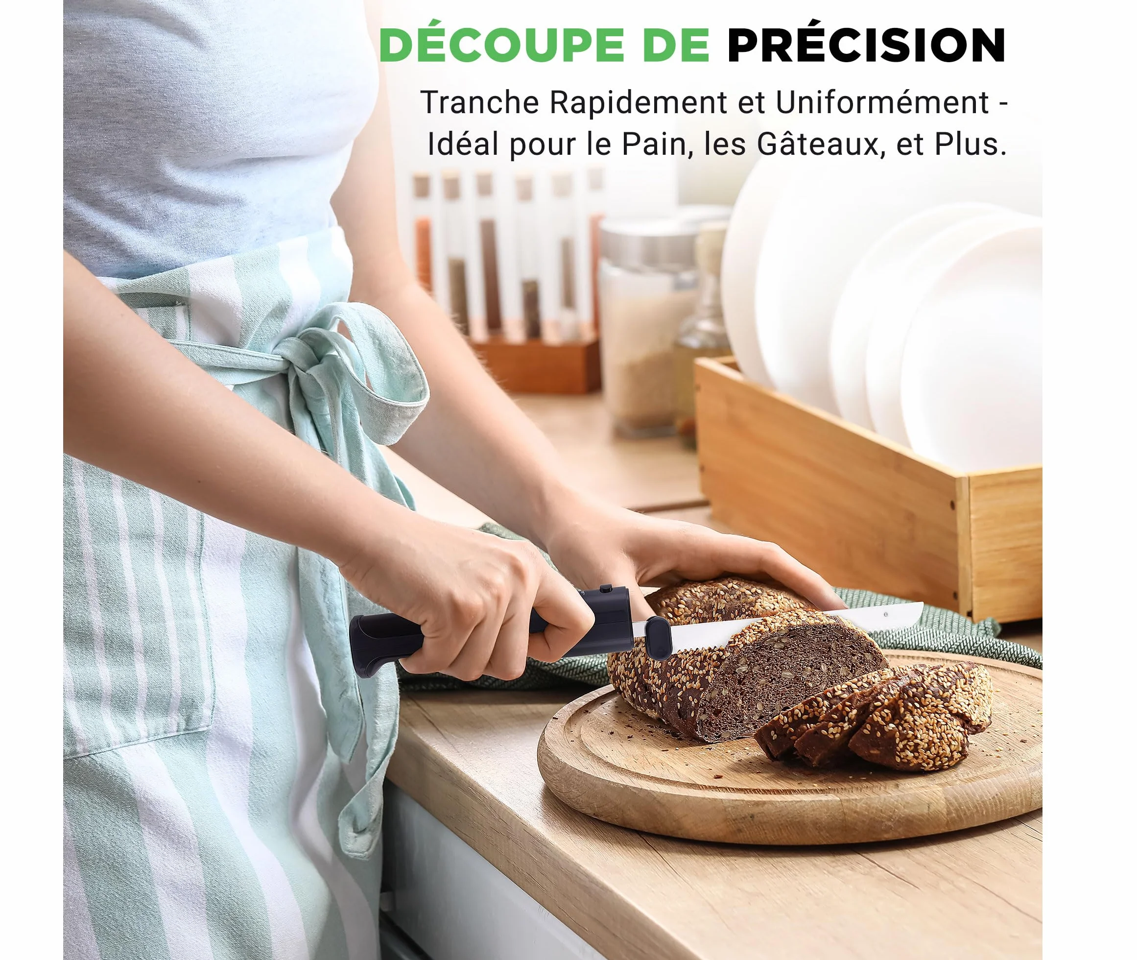 NutriChef Couteau Électrique de Cuisine – Couteau à Découper pour Viande, Volaille, Pain et Fromage, Lames en Acier, Modèle Sans Fil, Bouton Sécurité ON/OFF, Noir