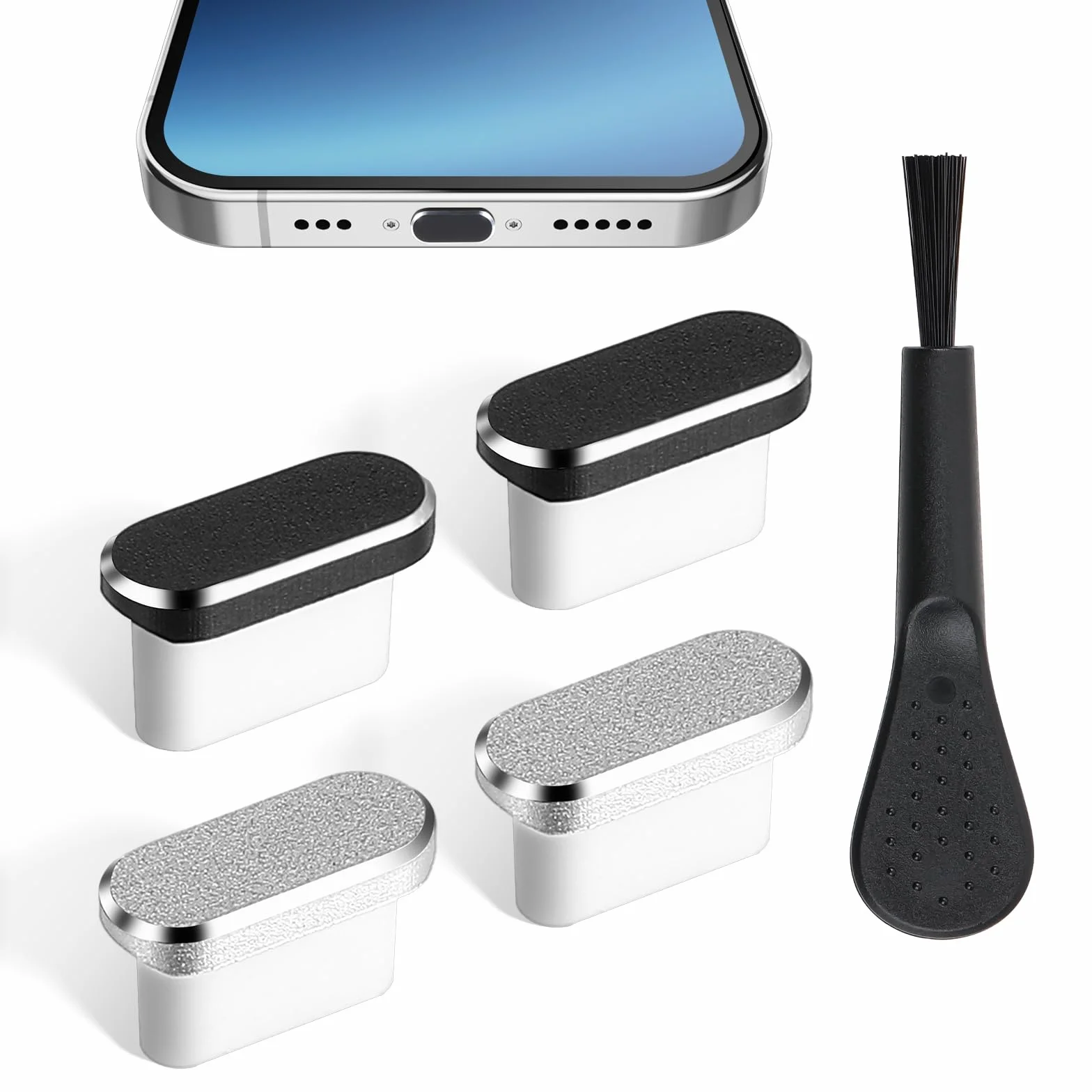 Metalowa wtyczka przeciwpyłowa USB-C, 4 szt., typ C, metalowa wtyczka do czyszczenia, wtyczka portowa USB-C, ochrona przed kurzem, zaślepki, przyłącze ładowania, USB-C