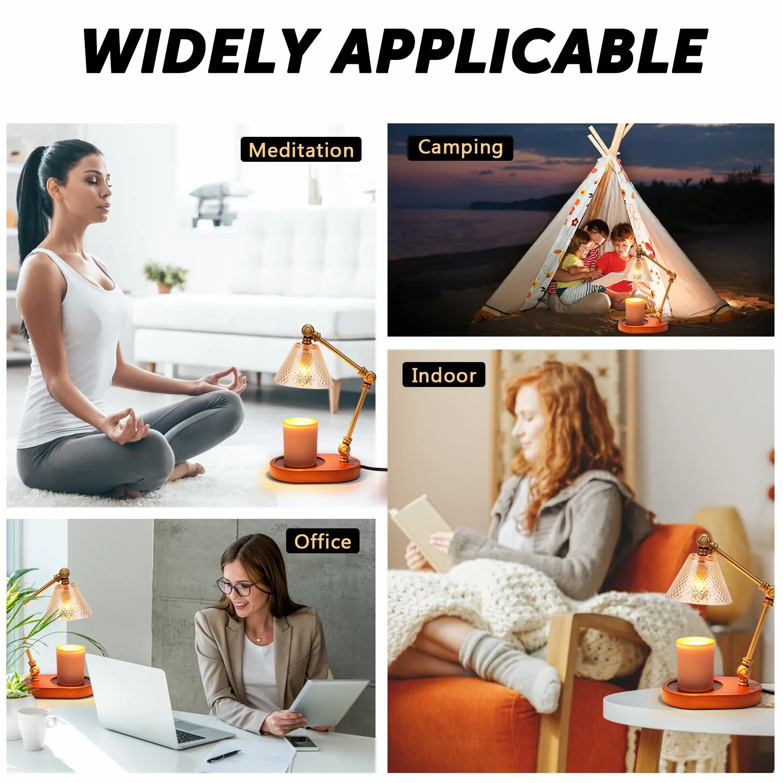 Lampe Chauffe-Bougie avec Variateur et Minuterie, Fondeur de cire de bougie électrique avec 3 interrupteurs à angle réglable, Chauffe-bougie filaire pour la décoration de la maison (2 Ampoules)