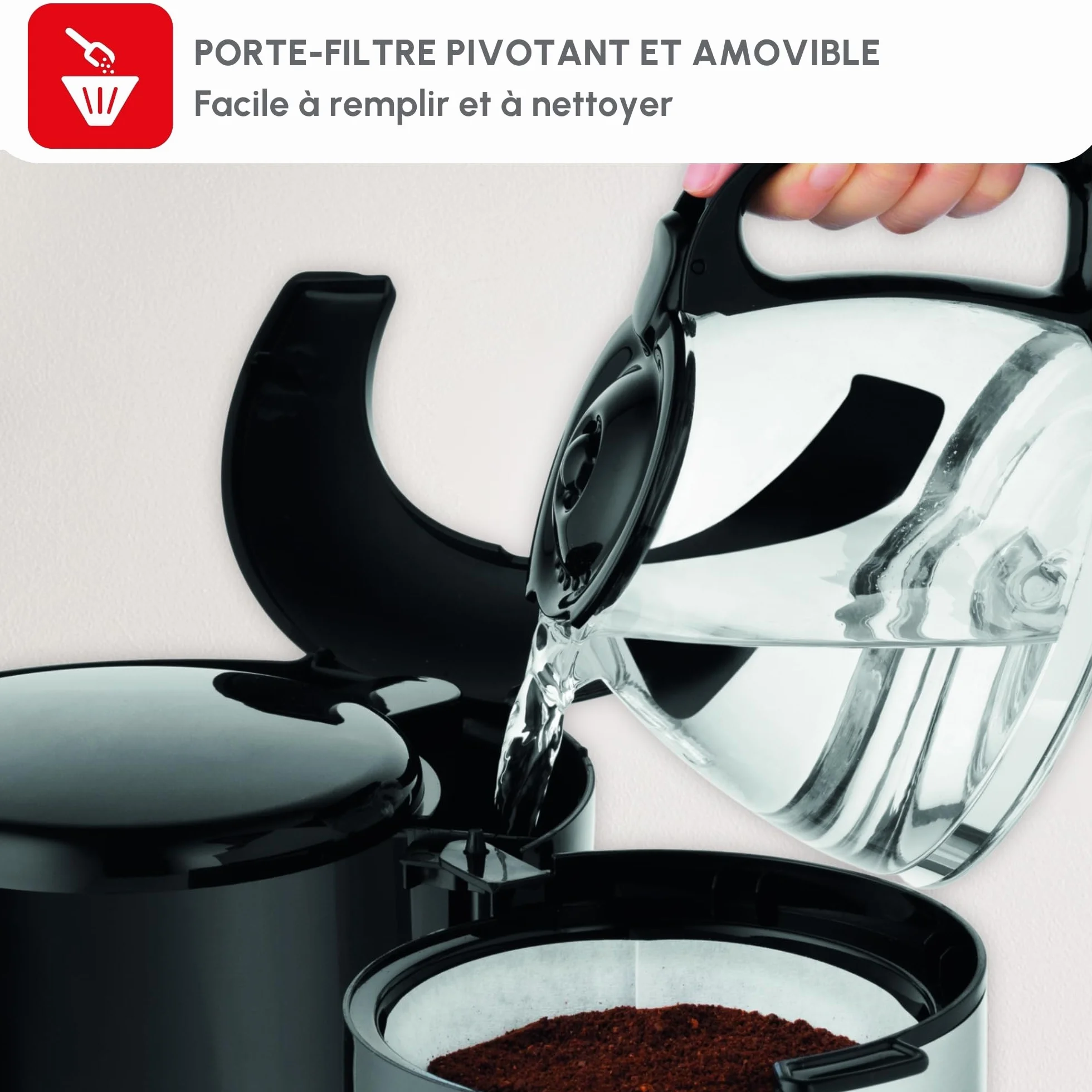Moulinex Subito FG360D11 Cafetière filtre 1.25 L 10-15 tasses Rouge