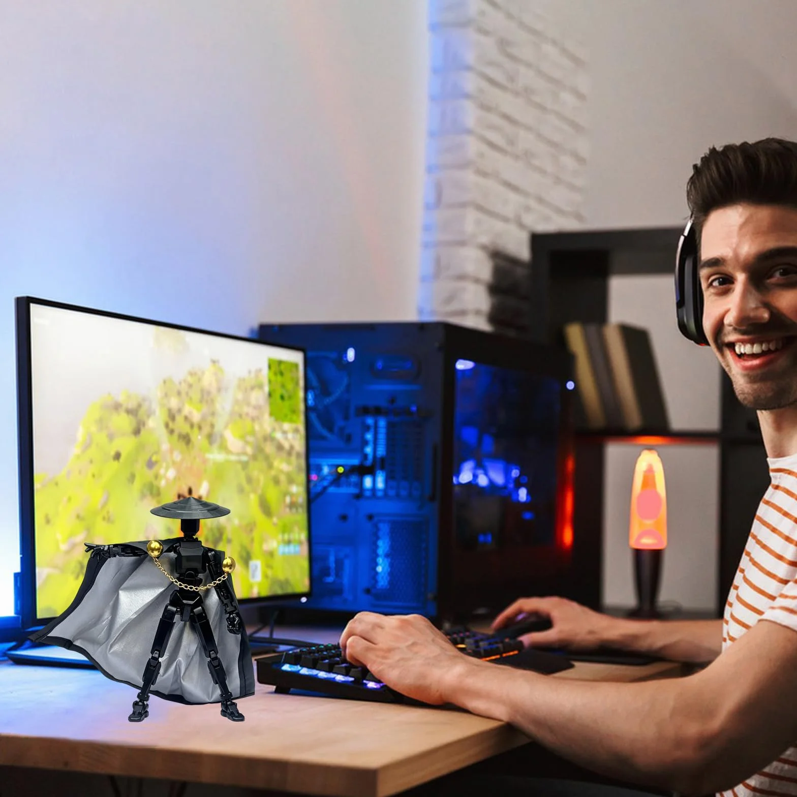 Figurine d'action T13 articulée imprimée en 3D, Cadeau Mobile pour Bureau - Tout Noir