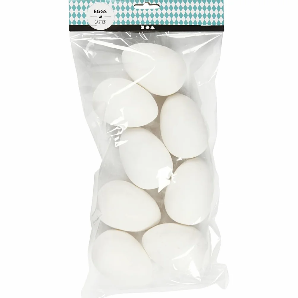 Faux œufs d'oie blancs en plastique aspect naturel Lot de 8
