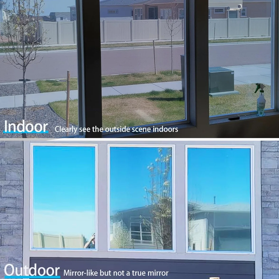 Film Fenetre Anti Regard Anti Chaleur Bon Effet Miroir 44.5×120cm 2 Pièces Anti UV Protection de la Vie Privée