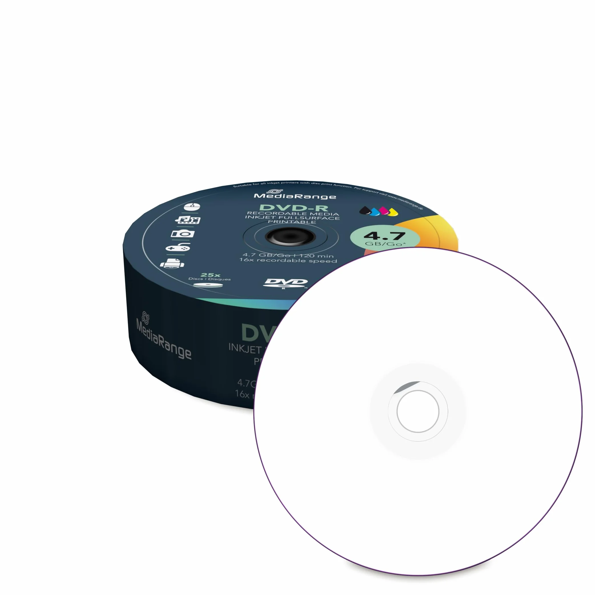 MediaRange MR407 DVD-R 4,7 Go 120 min 16x 25 x enregistrables
