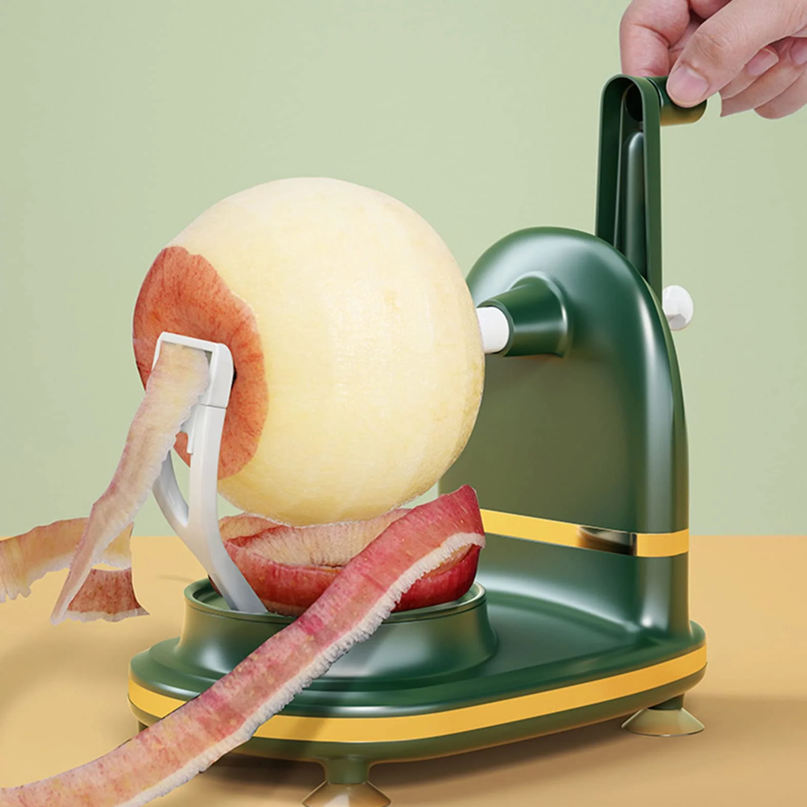 Pèle-Pommes avec Ventouse et Coupe-Pomme Trancheur, Acier Inoxydable Ultra Aiguisées, Machine à éplucher Cinq Secondes, Eplucheur Multifonctionnel pour Pommes, Pommes de Terre, Poires