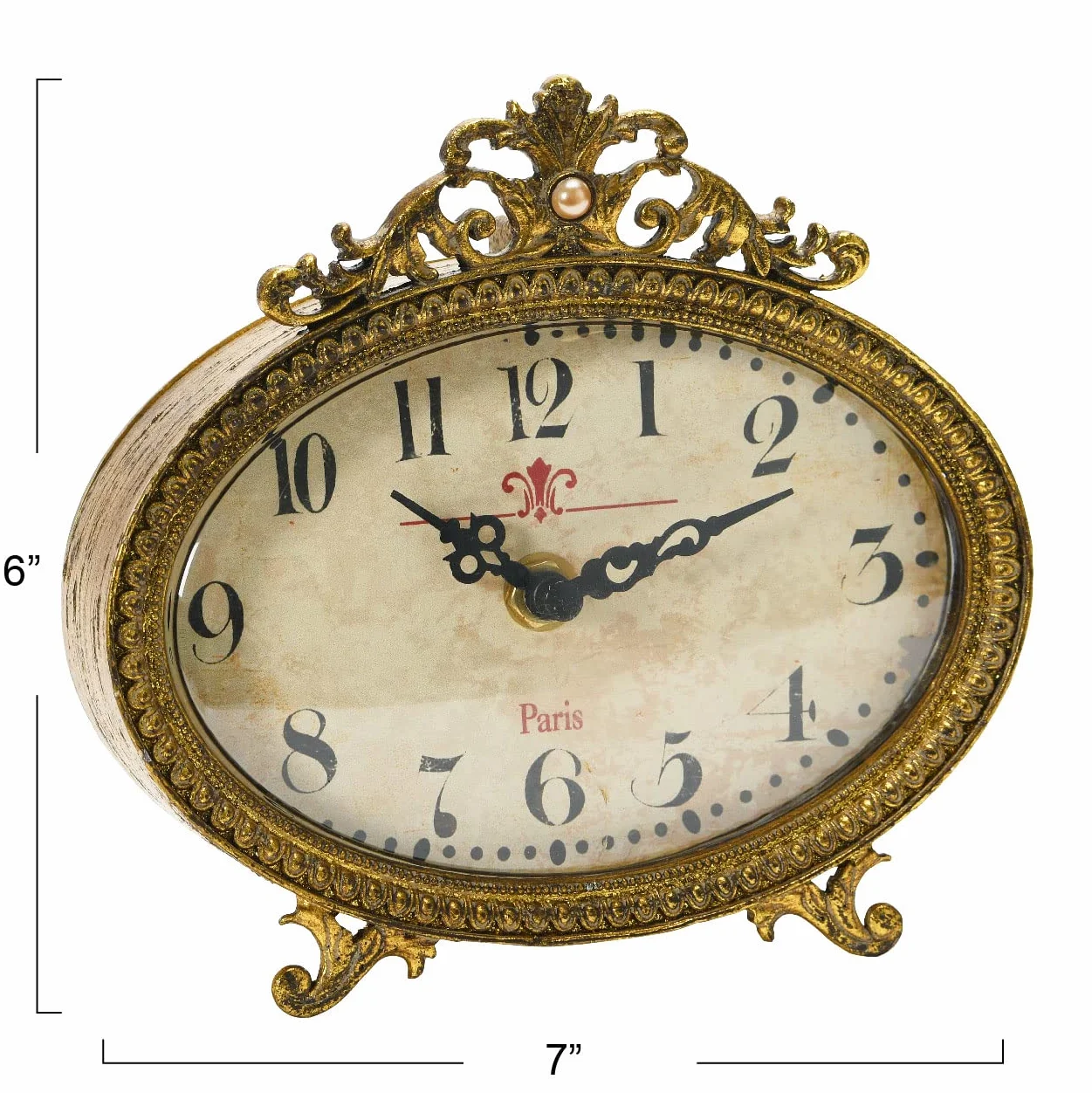 Creative Co-op Horloge de cheminée en étain vieilli finition dorée