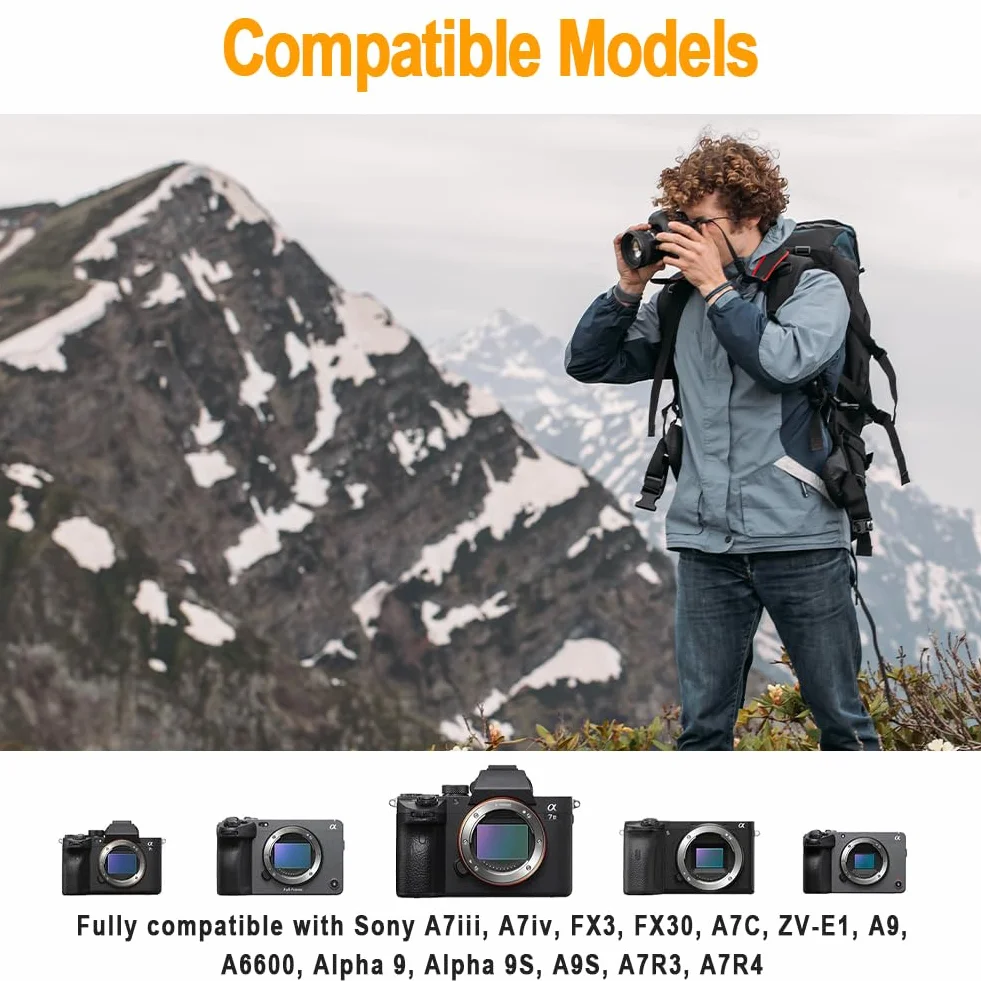 AXFEE NP-FZ100 bateria i ładowarka z trzema gniazdami, NP-FZ100 ładowarka z wyświetlaczem LCD, do Sony A7iii, A7iv, A7C, FX3, FX30, A9, A6600, A6700, ZV-E1, ZV-E10ii, Alpha 9, A9S, A7R III, A7R IV