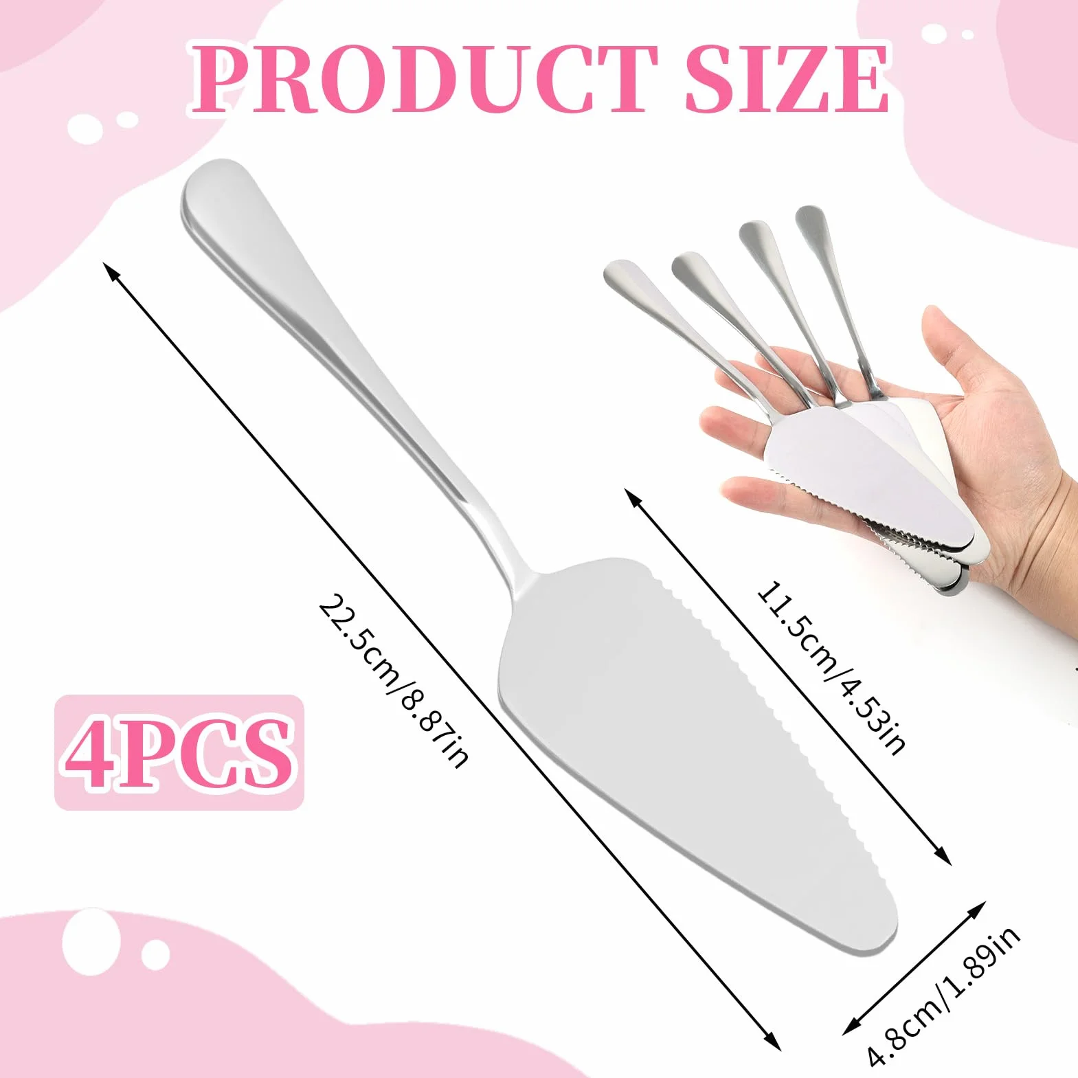 Pelle à Tarte en Acier Inoxydable 23 cm, Pelle a Gateau Inox, Lavable Lave-vaisselle
