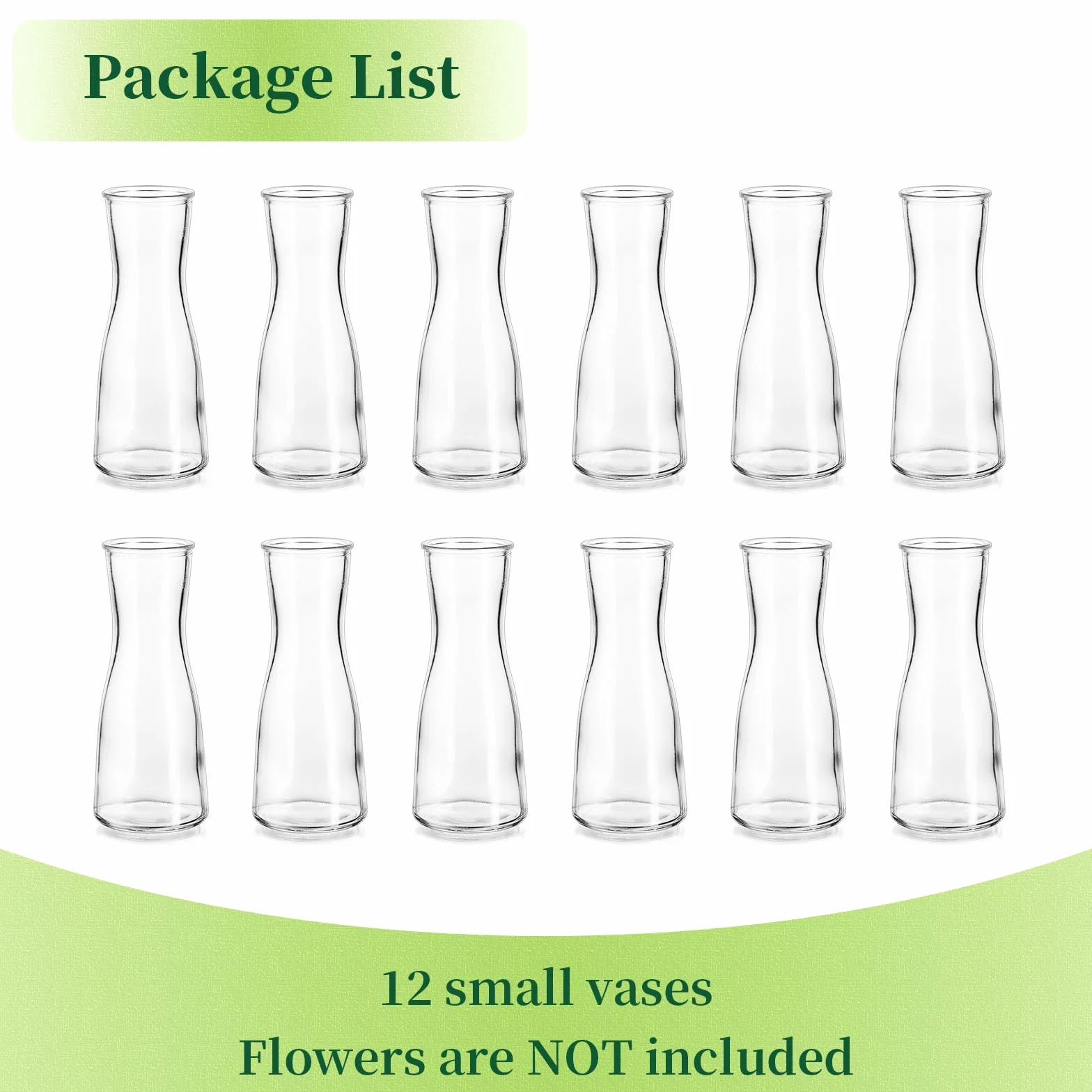 Hewory Petites Vases pour Décoration de Table de Mariage : Lot de 12 Vases en Verre Petites Vases de Table pour Décoration de Mariage - Vase à Fleurs en Verre Moderne Petites Vases en Verre Fines pour