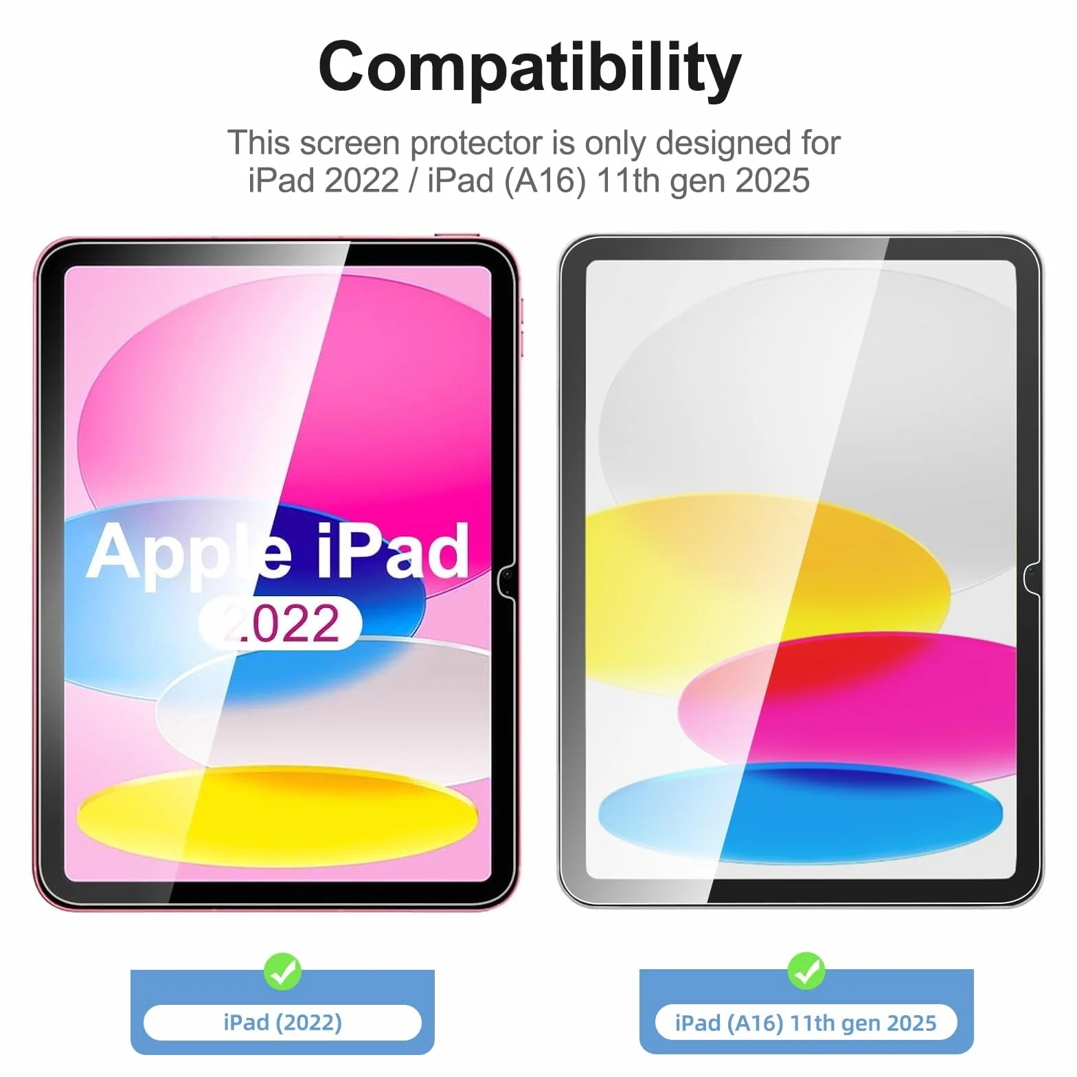NEW'C Lot de 2 Verre Trempé Protection Écran pour iPad 11ème Génération 2025 A16, iPad 10ème Génération 10,9 Pouces 2022