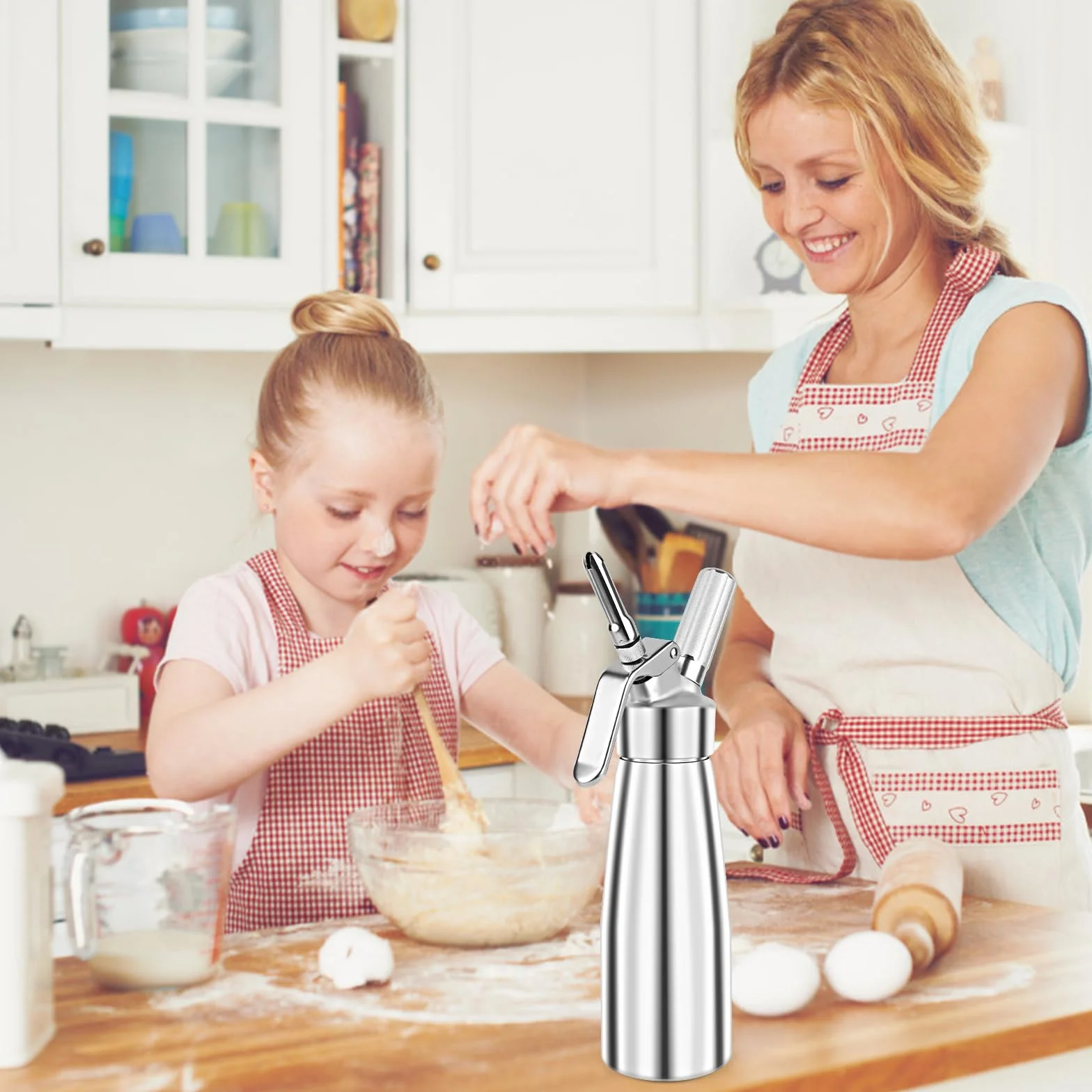 Siphon Chantilly 500ml Aluminium avec 3 Douilles Inox et Brosse Nettoyage pour Crèmes et Mousses