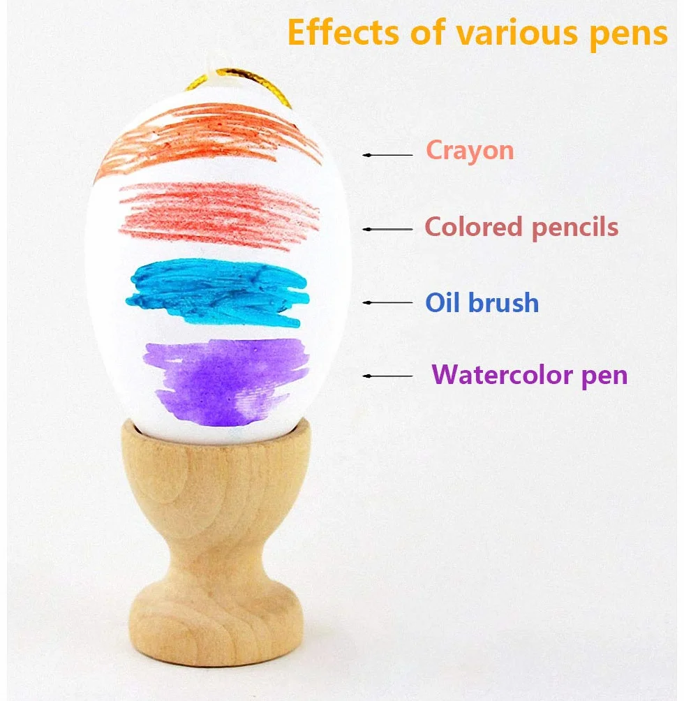 O-Kinee Oeufs de Pâques Décoration, 24x Oeufs en Plastique Suspendus avec Corde, Blanc, 6 cm