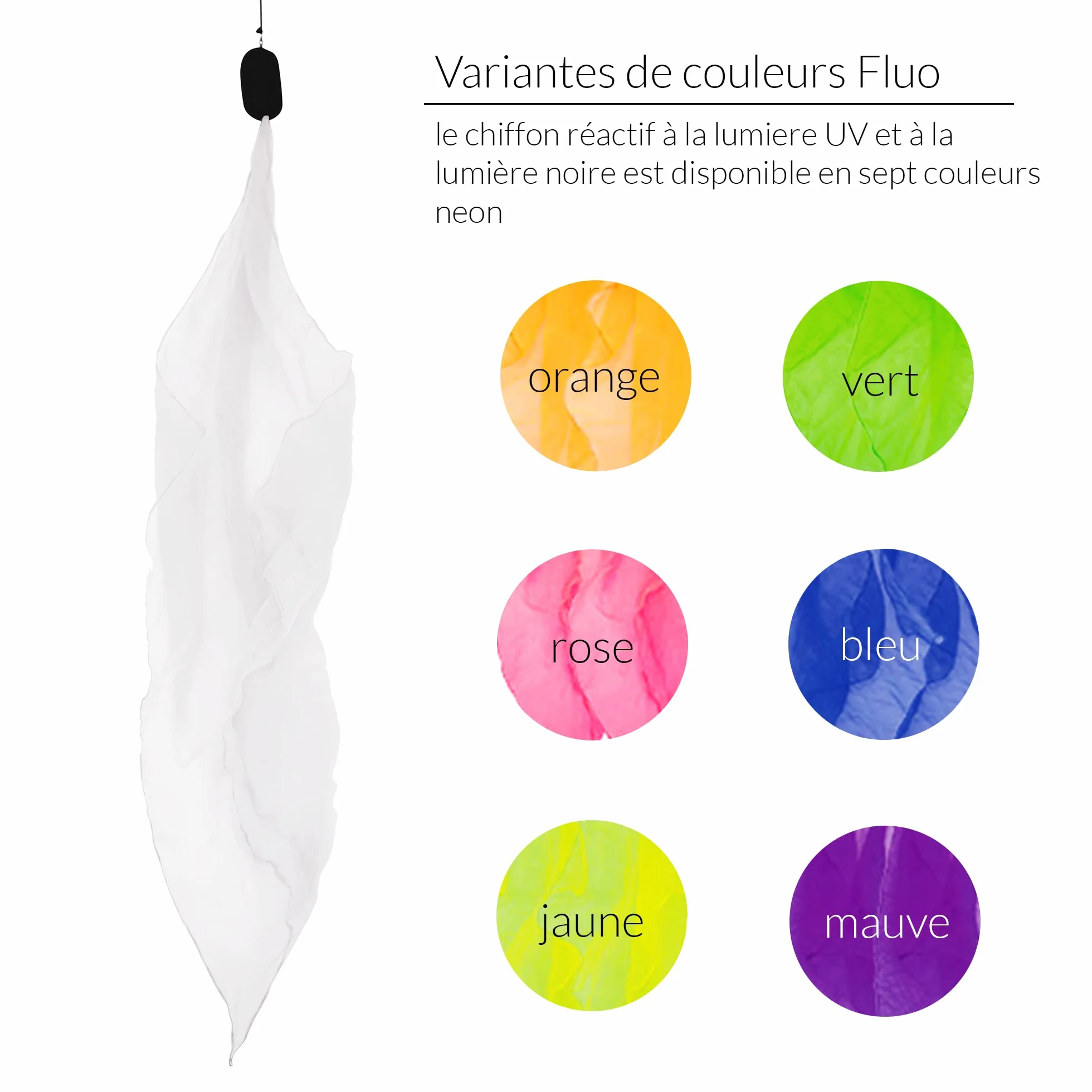 Diabolo Freizeitsport Paire de Poi Lumineux UV 40 cm Blanc avec Sac de Transport
