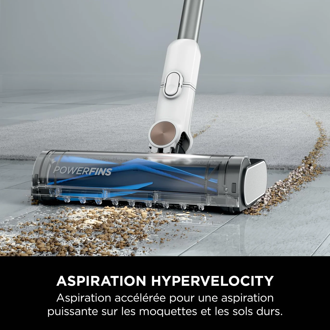 Shark Clean & Empty, aspirateur sans fil, vidage automatique, aspirateur anti-emmêlement avec accessoires pour animaux et suceur plat, autonomie 40 min, station de chargement, blanc/bleu, BU3521EU
