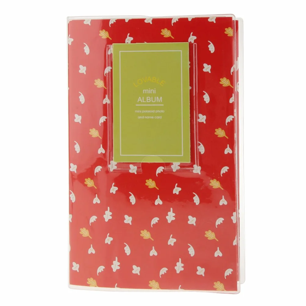 Cas Album Photo Stockage Film Mini 84 Photos Feuille Rouge Instax