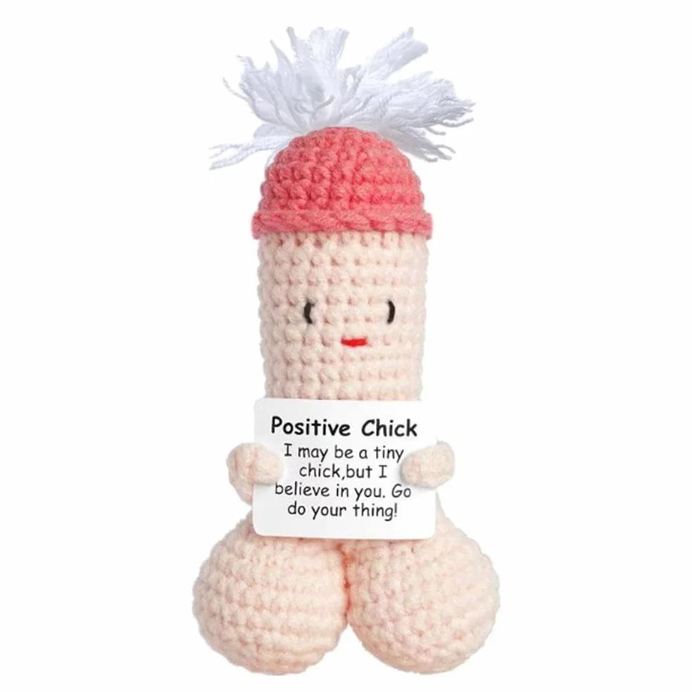 Bite positive amusante Dick tricotée poupées support émotionnel carte positive affirmation positive Emo faite à la main