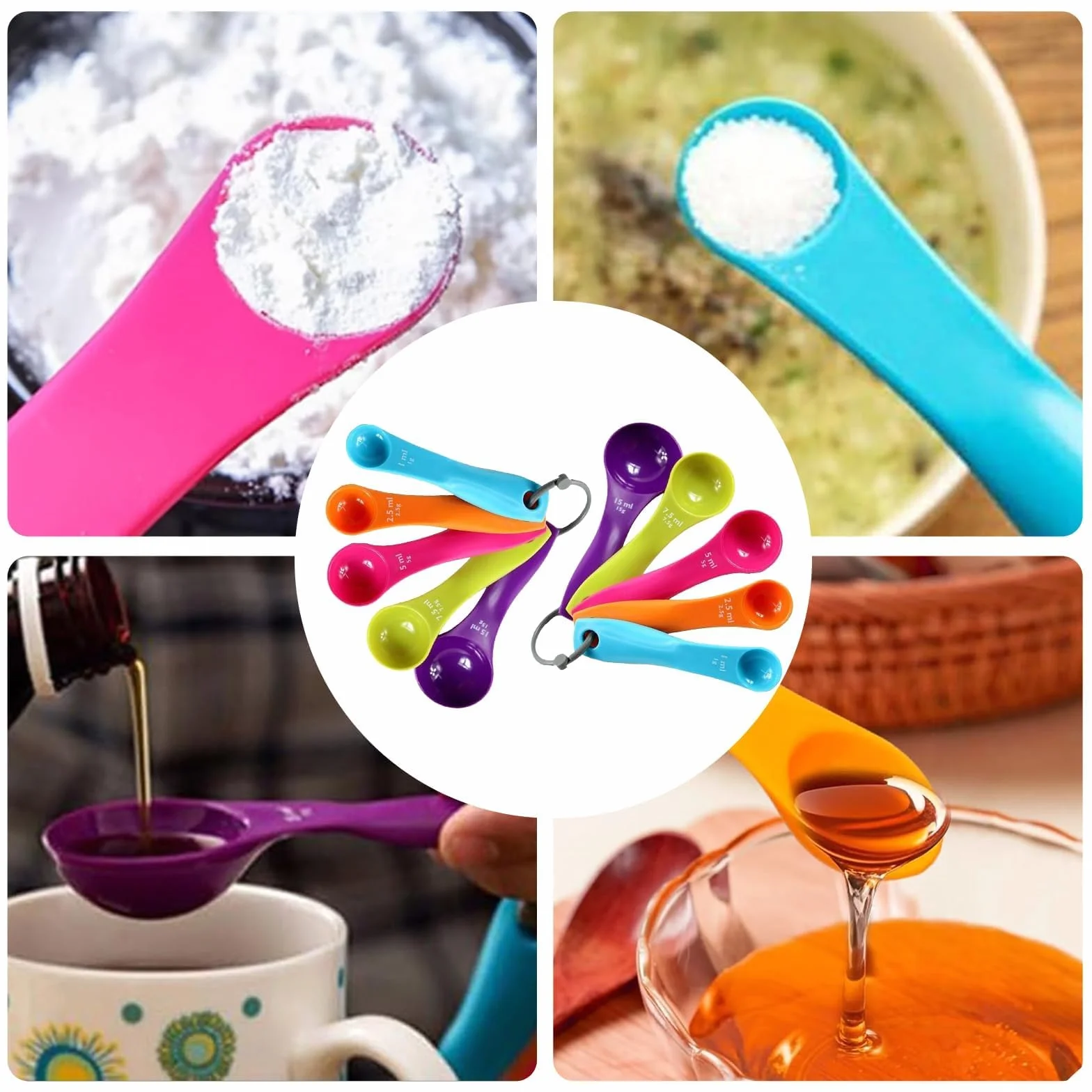 Ensemble de Cuillere Doseuse Gramme Plastique pour Liquides Poudres Cuisine Patisserie
