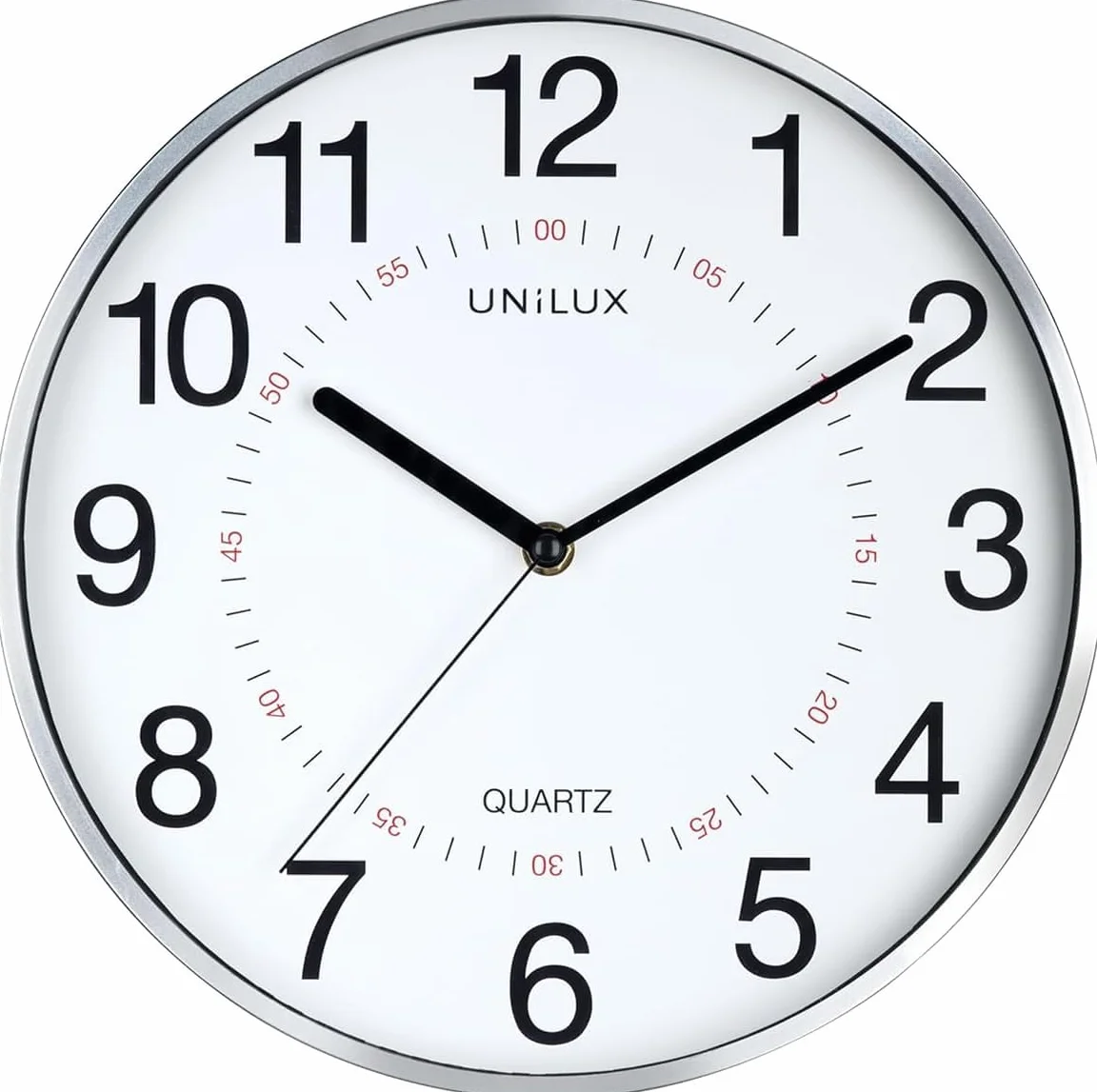 Unilux Aria Horloge Murale 30.5cm Systeme Quartz Double Affichage Métal Gris