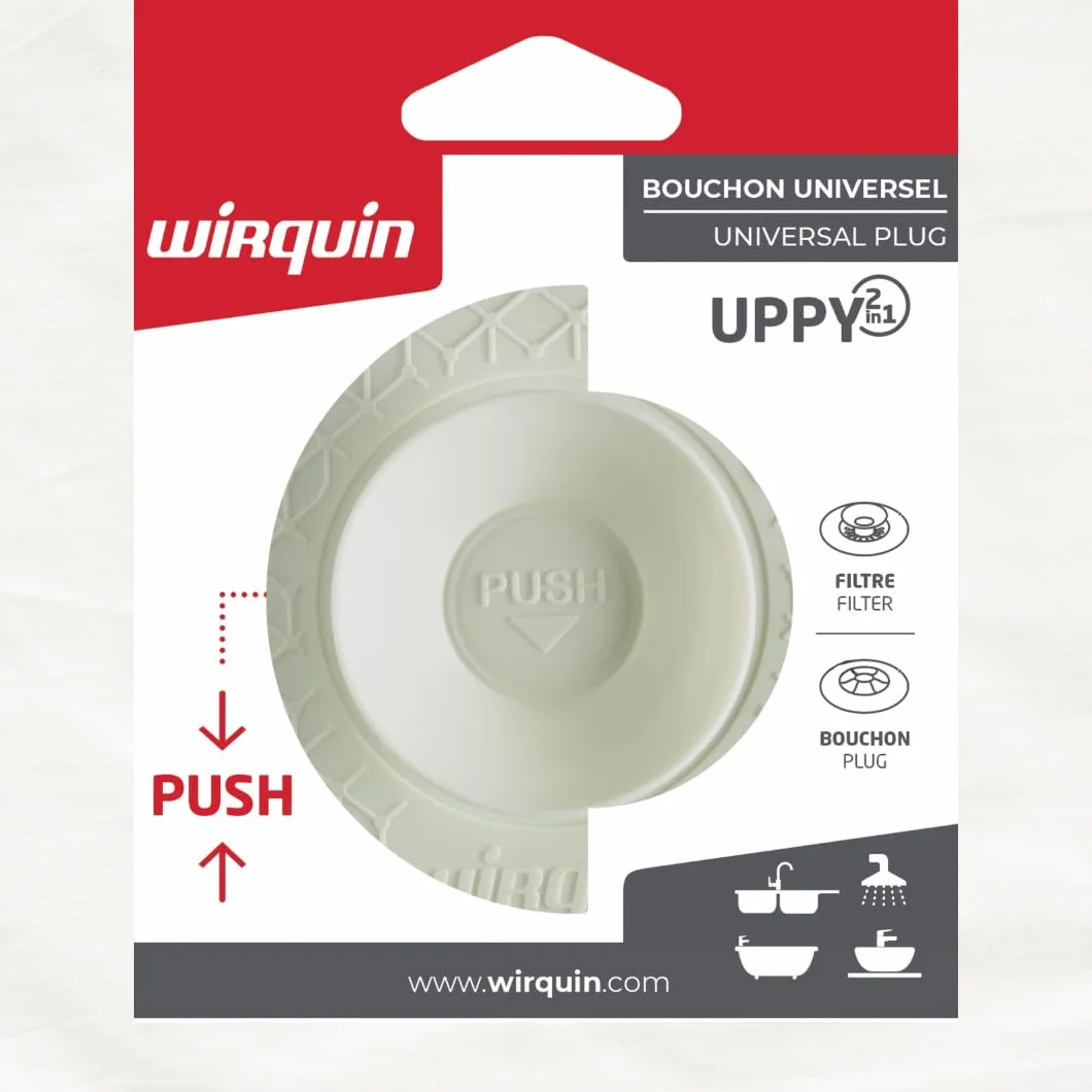 Wirquin Bouchon et filtre universel Uppy blanc pour évacuations évier lavabo baignoire