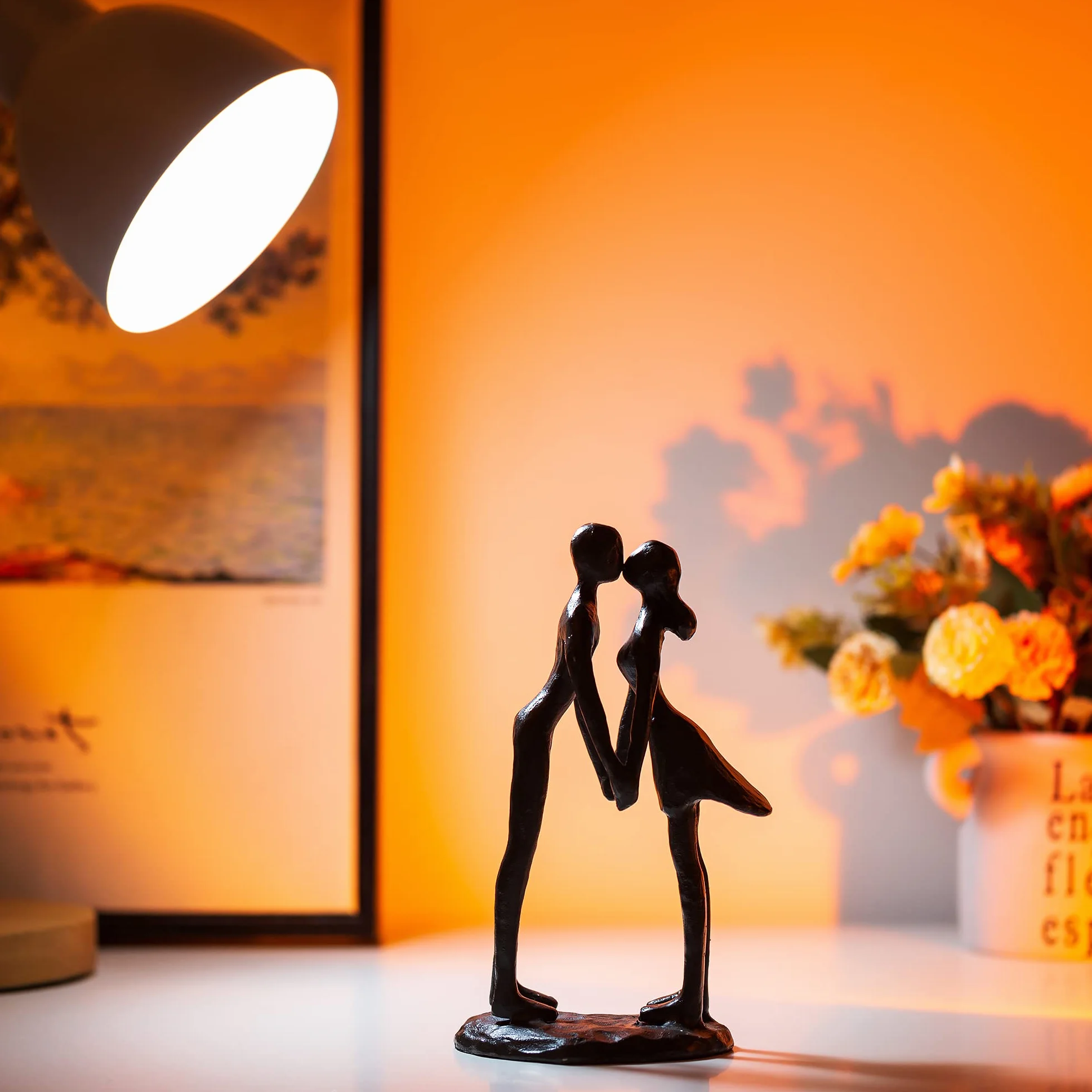 Sziqiqi Statue Couple Amoureux Cadeau Anniversaire Mariage pour Femme Homme Épouse Mari