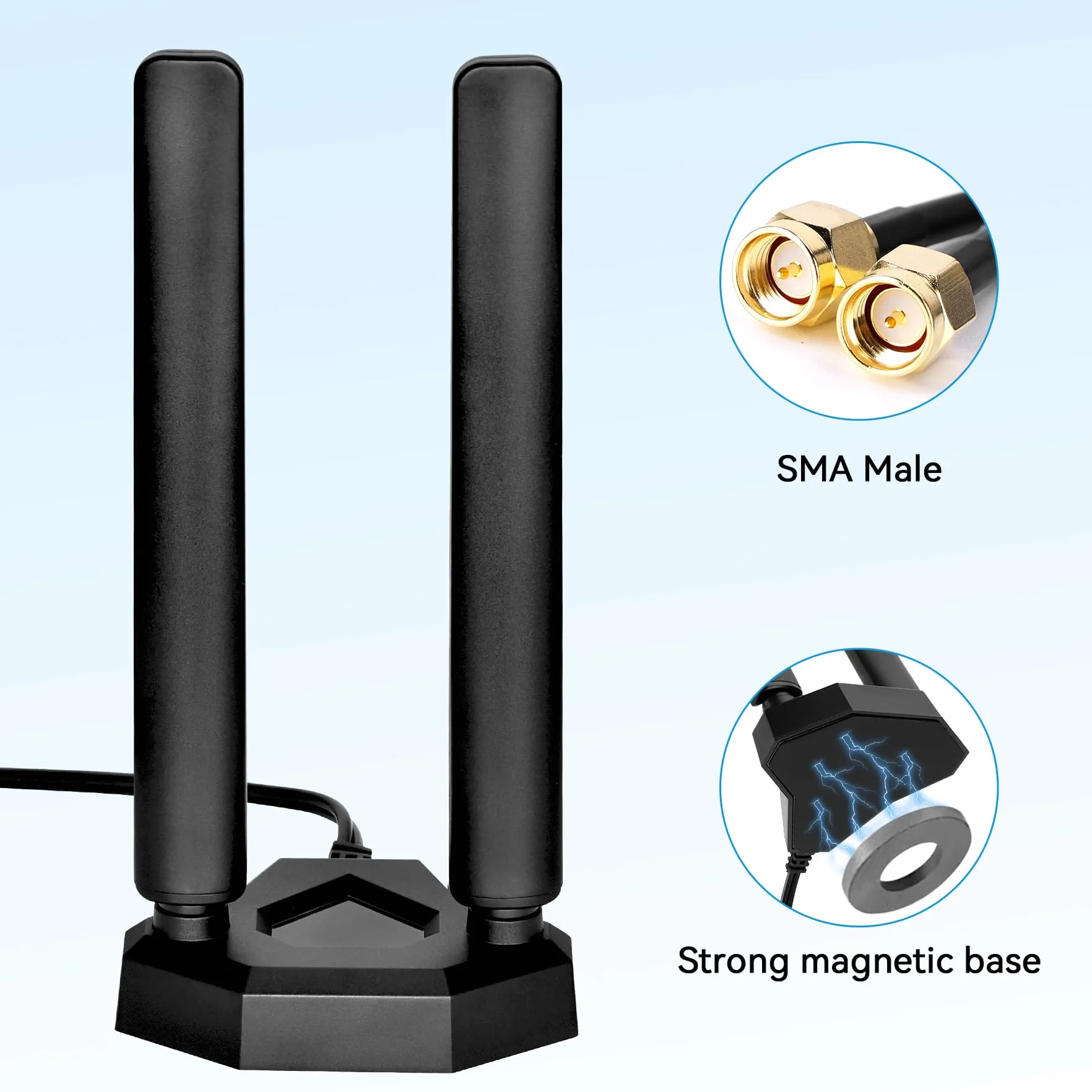 Antena 4G LTE/5G Sub-6 SMA TS9 męski szerokopasmowy 8dbi 600-3980MHz antena radiacyjna z podstawą magnetyczną, kabel 2 metry Kompatybilny z routerem 5G 4G LTE