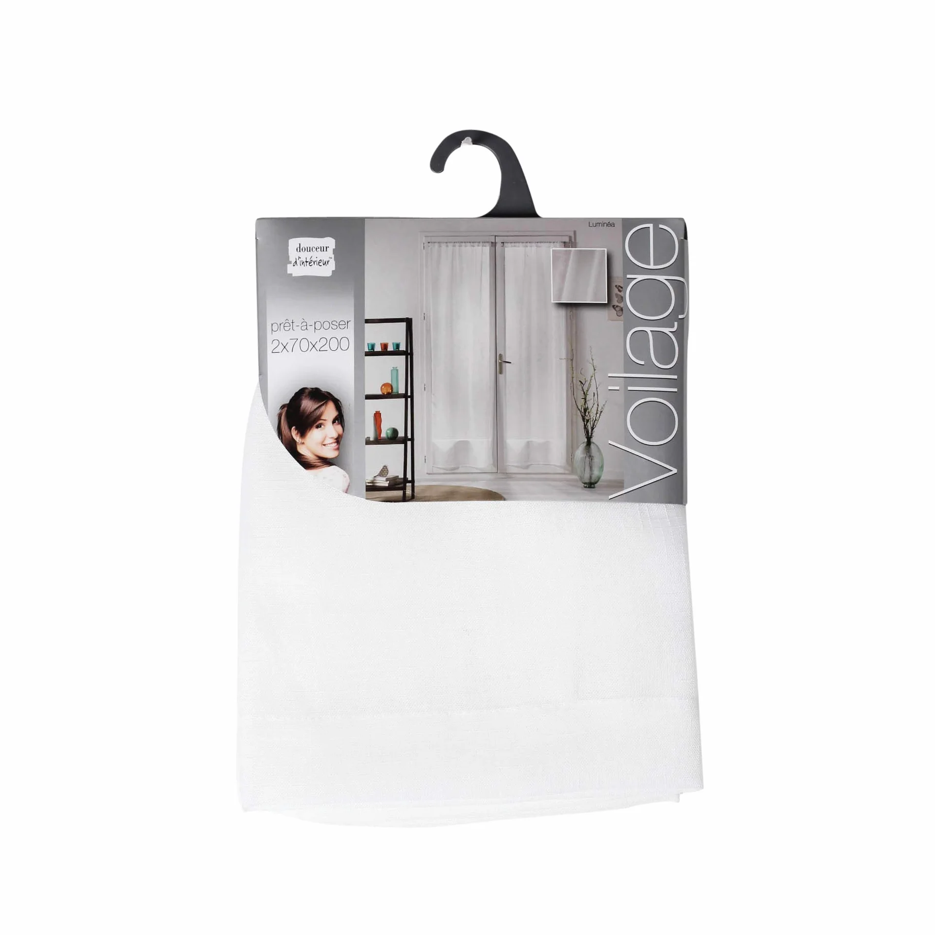 Luminea Douceur d'Intérieur Paire Droite Passe-Tringle 70 x 200 cm Blanc Luminette Unie