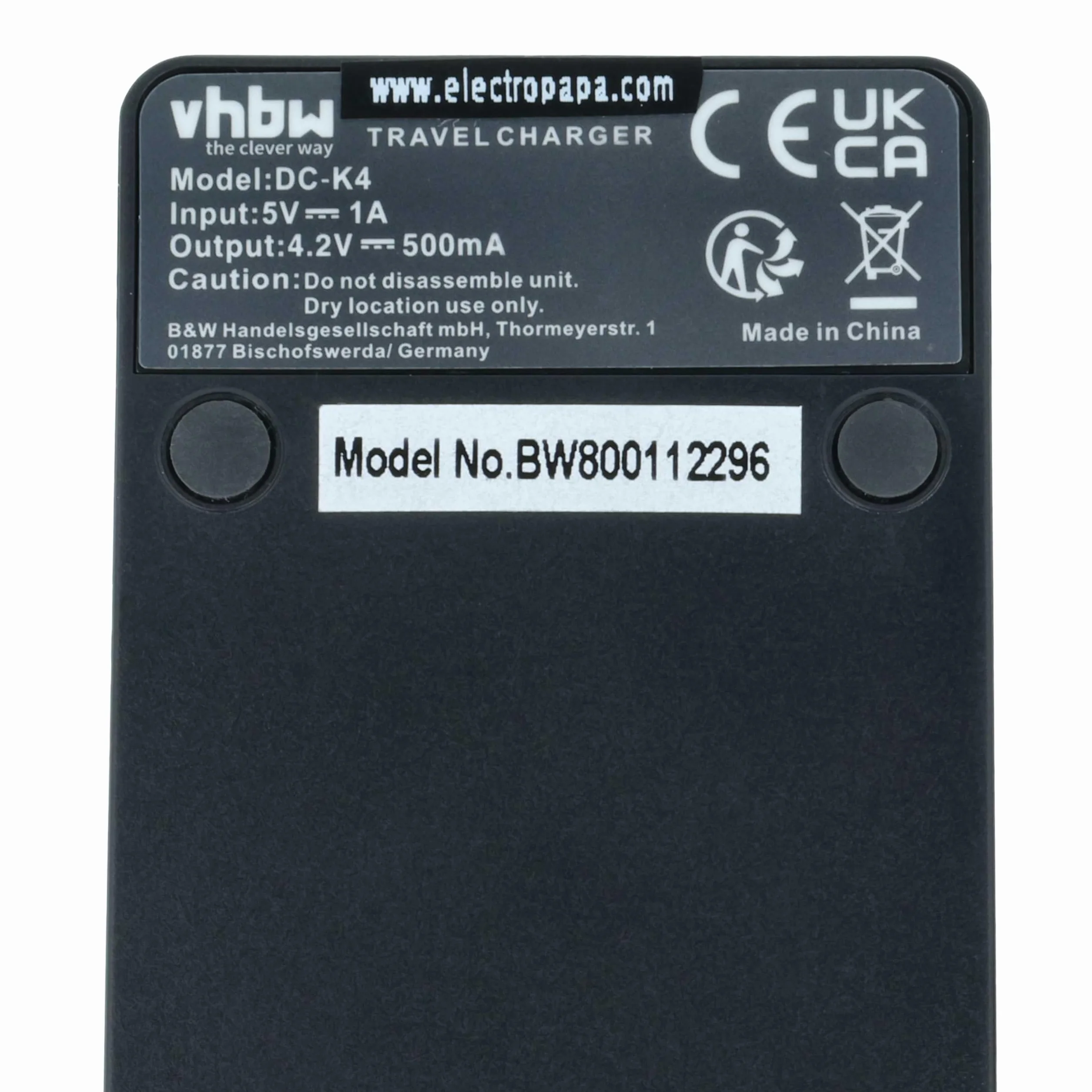 vhbw Ładowarka USB kompatybilna z Panasonic Lumix DMC-SZ7, DMC-FS45, DMC-FS16, DMC-FS18 kamera/akumulator - stacja ładowania, wskaźnik ładowania, 4,2 V