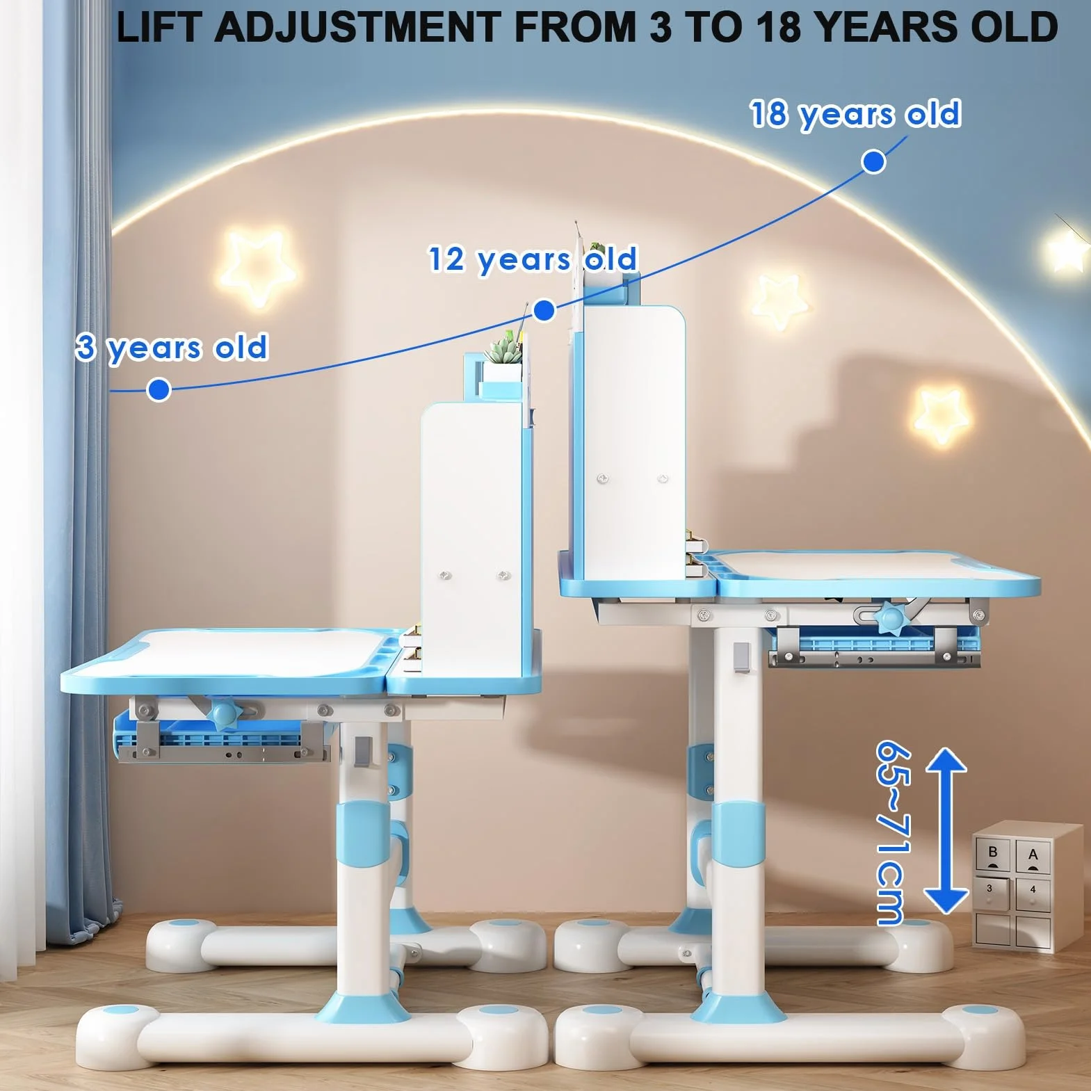 Table et chaises pour enfants avec bureau élargi de 80 cm, chaise de bureau pour enfants, correcteur de posture et soutien dorsal, table d'étude à hauteur réglable pour lecture/devoirs, bureau pour