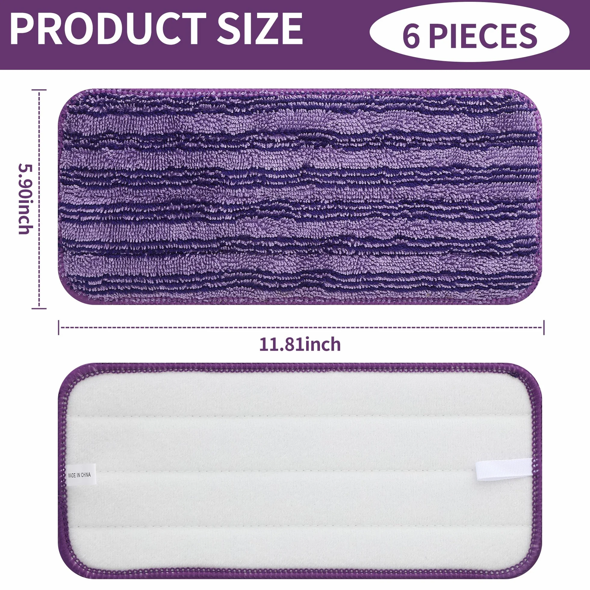 Serpillères en Microfibre 6 pièces compatibles avec Swiffer Wet Jet, Lingettes de rechange