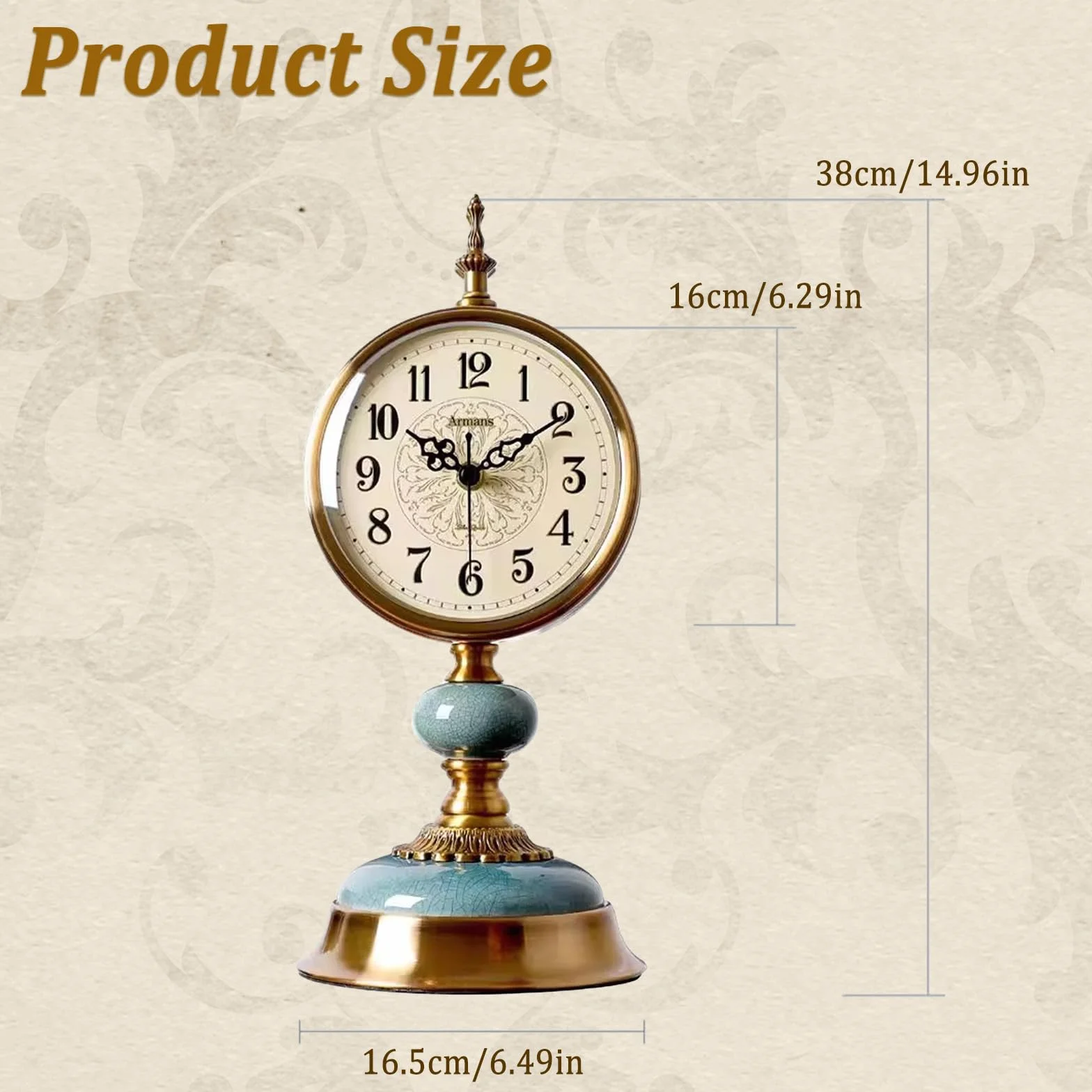 Horloge de Table Vintage Rétro Fonctionne avec Piles pour Salon, Chambre, Bureau