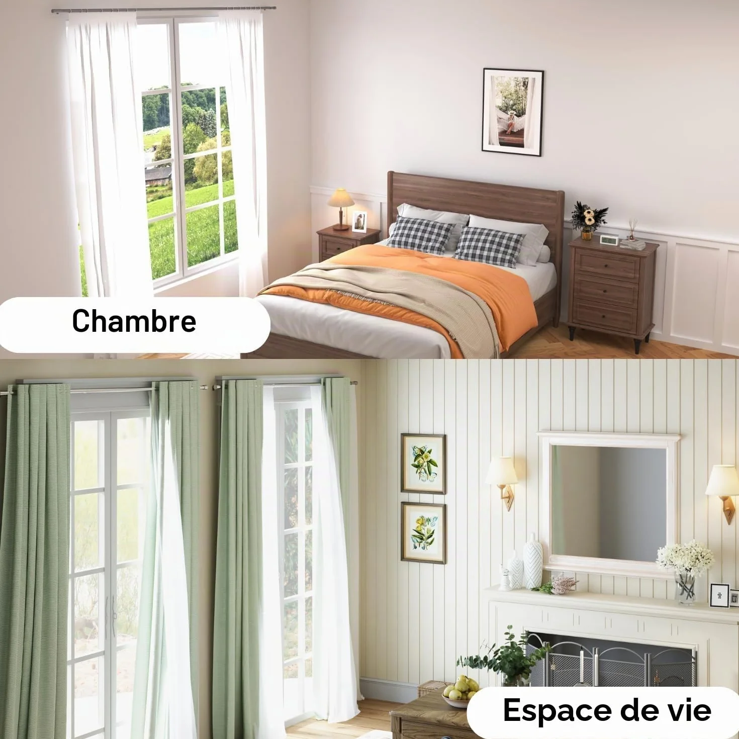 Tringle rideau extensible 84-150 cm Φ25 mm avec supports pour chambre salon cuisine