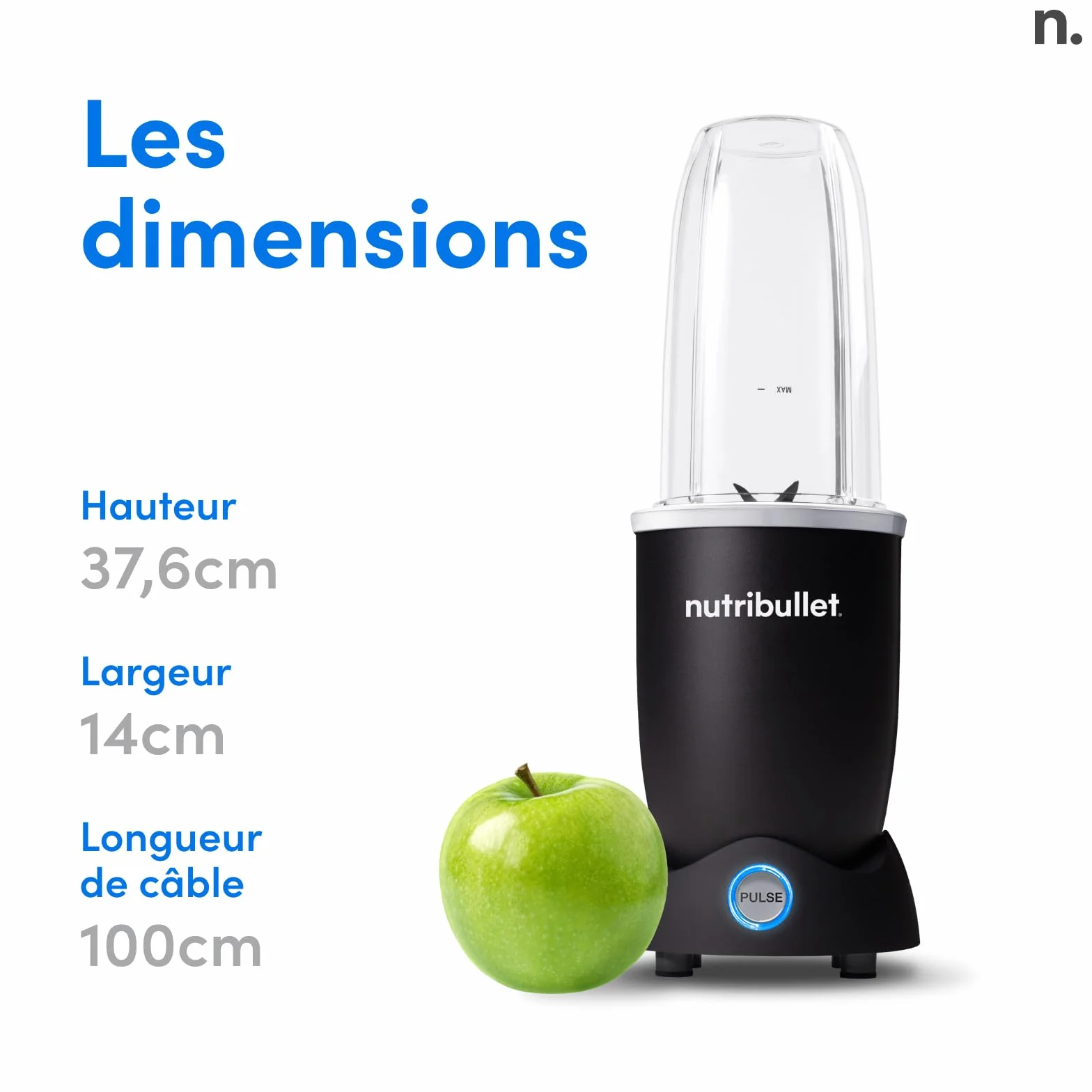 Nutribullet Pro 1200, Blender électrique, Broyeur, Smoothie Blender, Blender multifonctions, puissance 1200w, verres 700ml et 900ml, noir, NB120MB