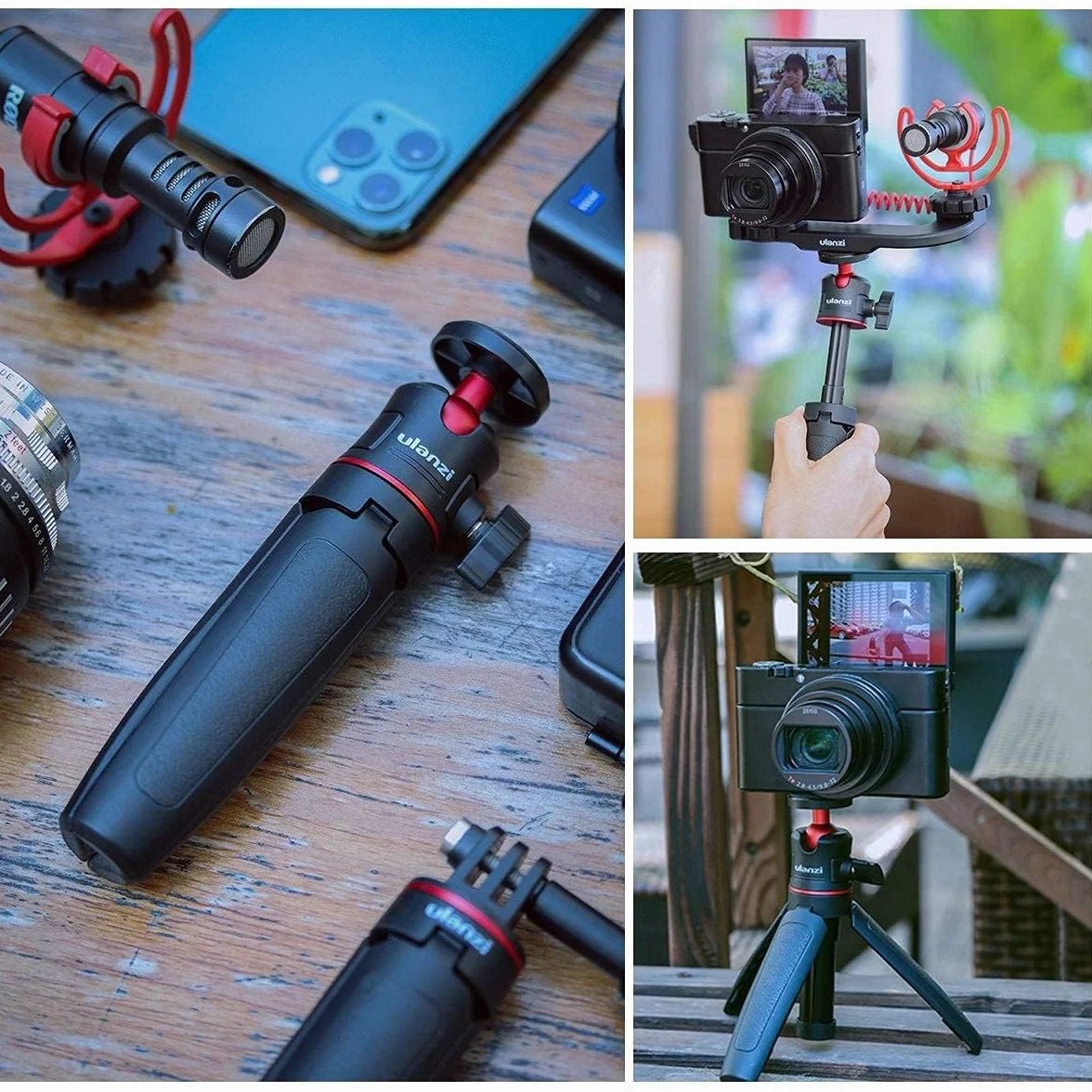 ULANZI MT-08 przenośny statyw podróżny mini ze śrubami 1/4", mały statyw kompatybilny z Sony ZV1/ RX100 VII/ RX1R II, Canon G7X Mark, Fujifilm X100V, Leica Q2