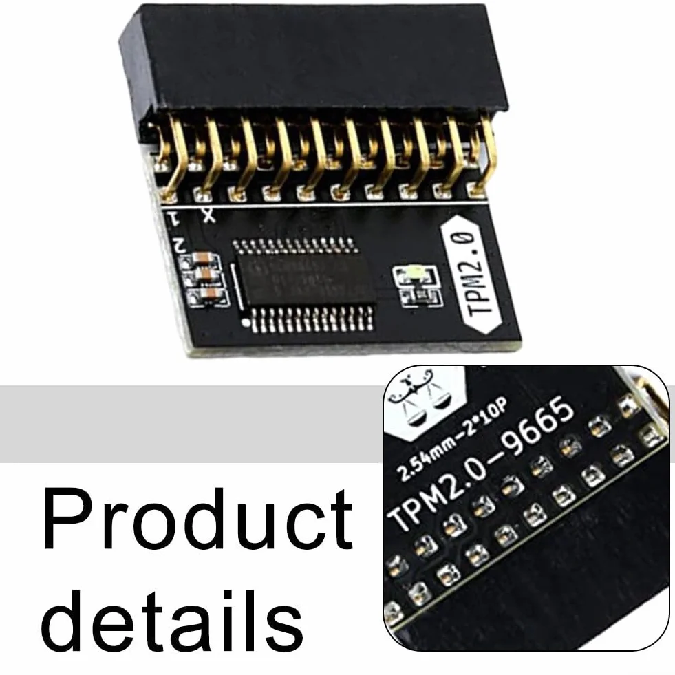 TPM Module 2.0 20-1 broches 2 x 10P puce de sécurité pour cartes mères DDR4 Win11 Cryptage Clé Stockage PCB