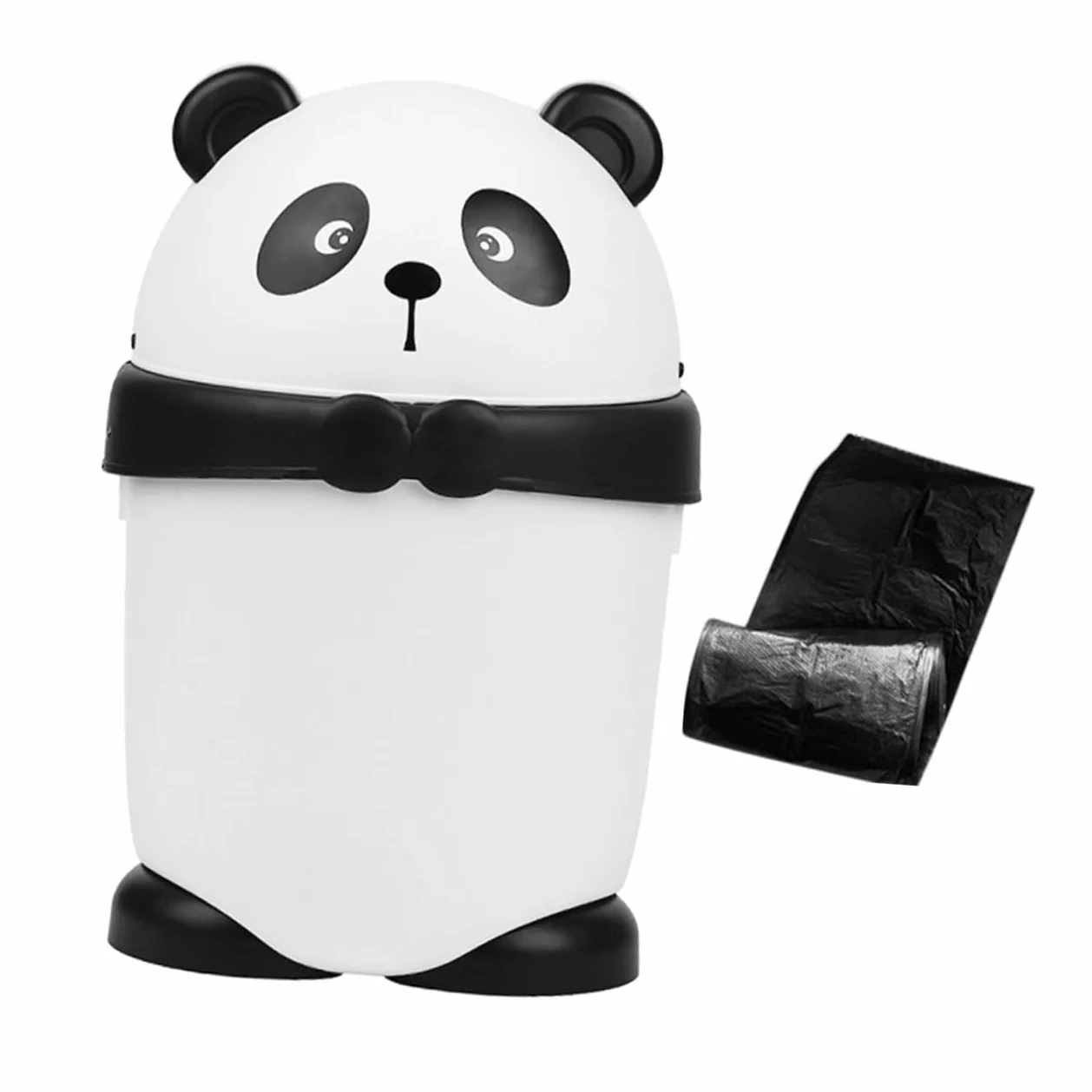 Garneck Poubelle Panda Mignonne Corbeille à Déchets avec Couvercle Rabattable en Plastique PP Cuisine Salon