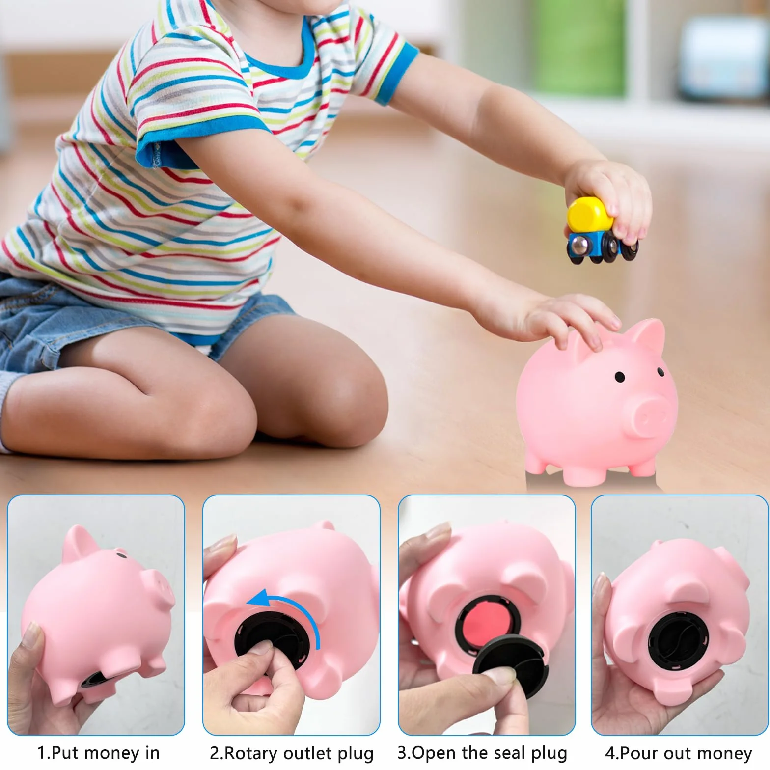 L&W Luck Tirelire Cochon Piggy Banque pour Pièces de Monnaie Incassable