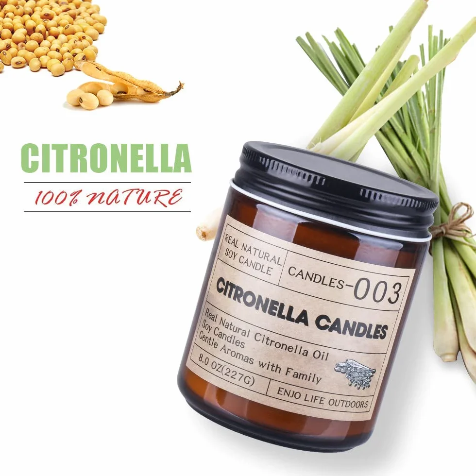Grande Bougie à la Citronnelle 240 Heures - Extérieure en Cire de Soja