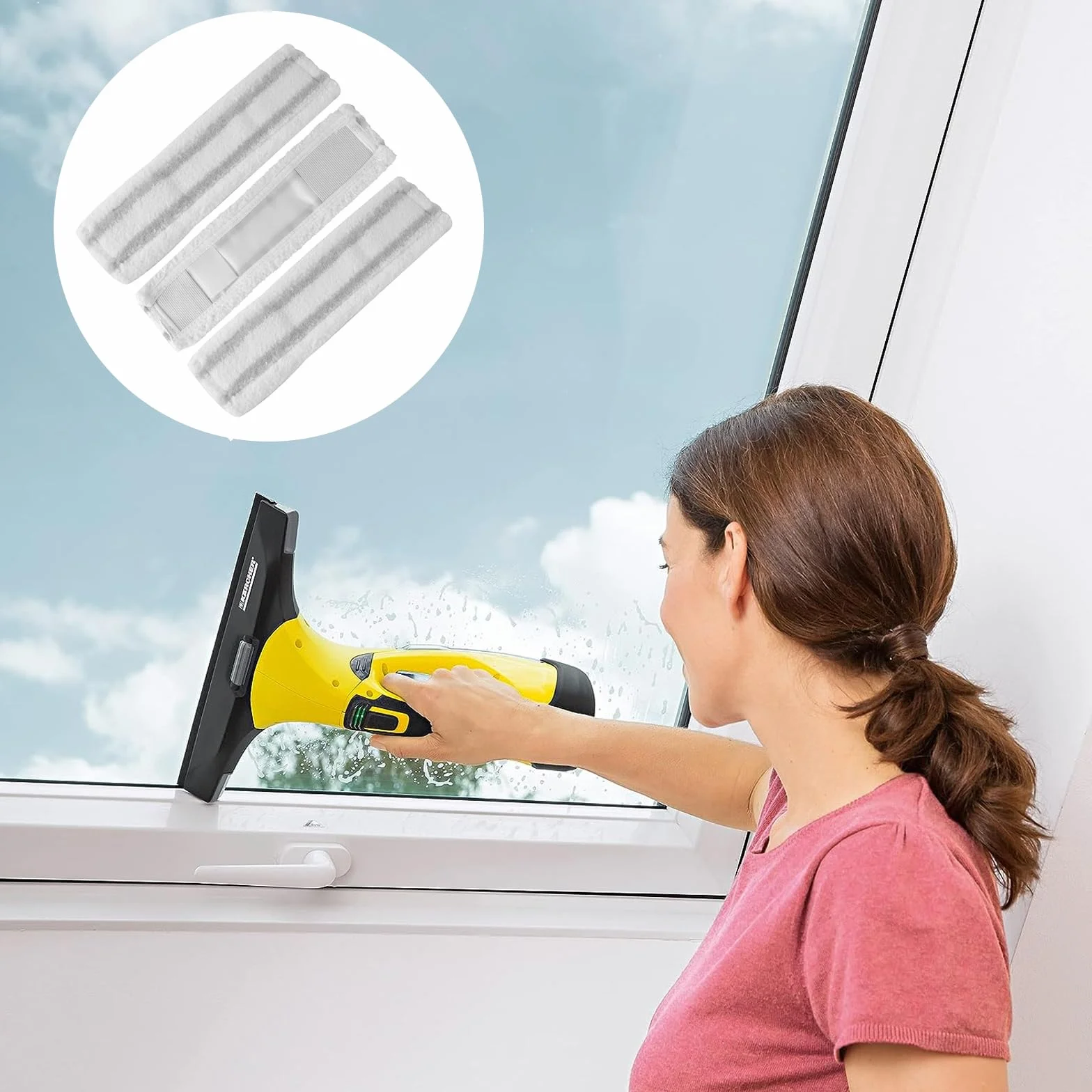 Karcher WV1 WV50 WV75 chiffons microfibre lot de 3 bonnettes accessoire nettoyeur vitres