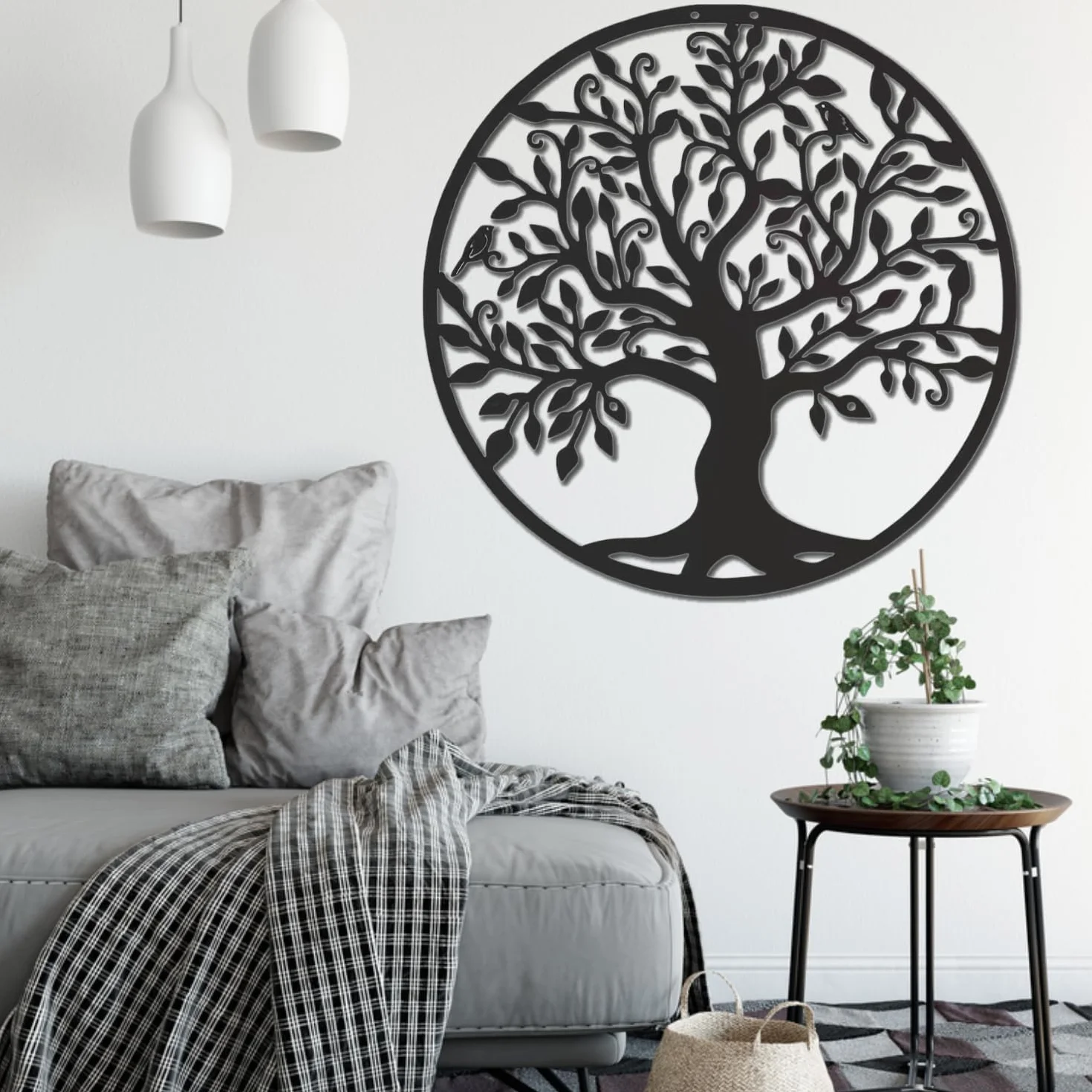Grande décoration murale arbre de vie en métal 60 cm à suspendre RPixc