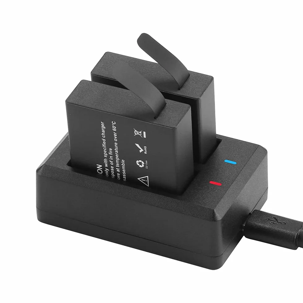 Akumulator 1350mAh (3-pak) z ładowarką do AKASO Brave 7LE(Nie do Brave 7), WOLFANG GA400/GA420/GA460, Rollei 6s Plus/8s Plus/9s Plus/10s Plus/11s Plus, XTU S3/S6, Surfola SF630