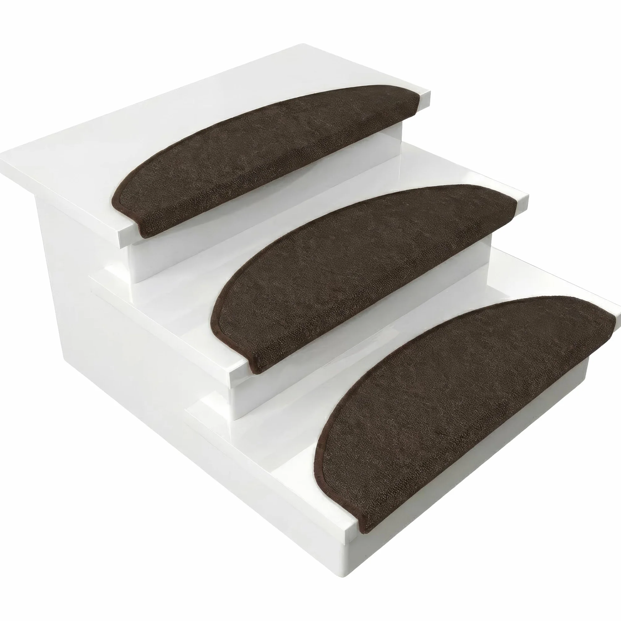 Lot de 1 marchettes d'escalier autocollantes semi-circulaires 65x23 cm Marron Foncé