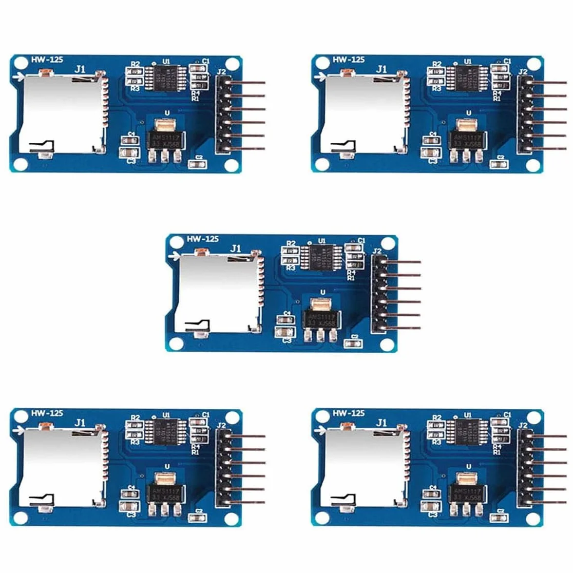 Module Lecteur Carte Micro SD TF 6Pin SPI Interface Driver avec Puce Niveau Conversion pour Arduino UNO R3 MEGA 2560 Due 5 PCS