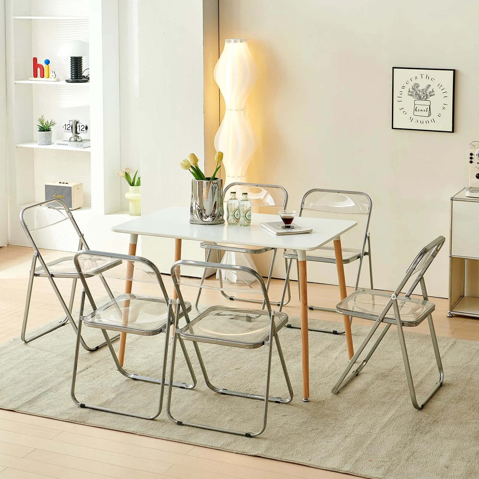 Lot de 12 Chaise Pliante Pet Chaise en métal Transparent, capacité de Charge de 150 kg, pour Salle à Manger, Salon, Jardin