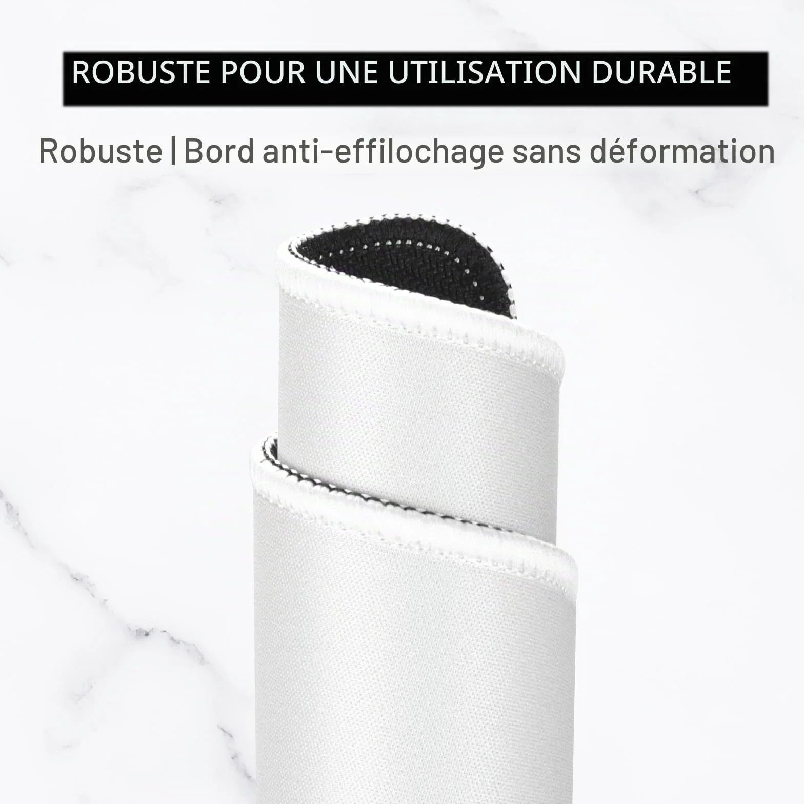 Tapis de Souris Carré Texturé 25,4 x 21,4 cm Bord Cousu Imperméable Antidérapant Caoutchouc Blanc Ivoire
