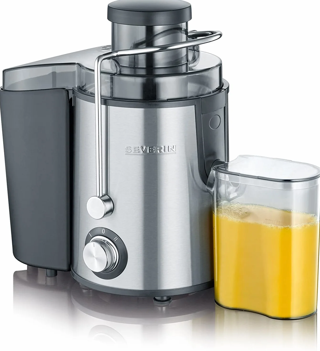 SEVERIN Centrifugeuse, Avec Récipient à Jus de 500 ml, 400 W, ES 3566, Noir/Inox